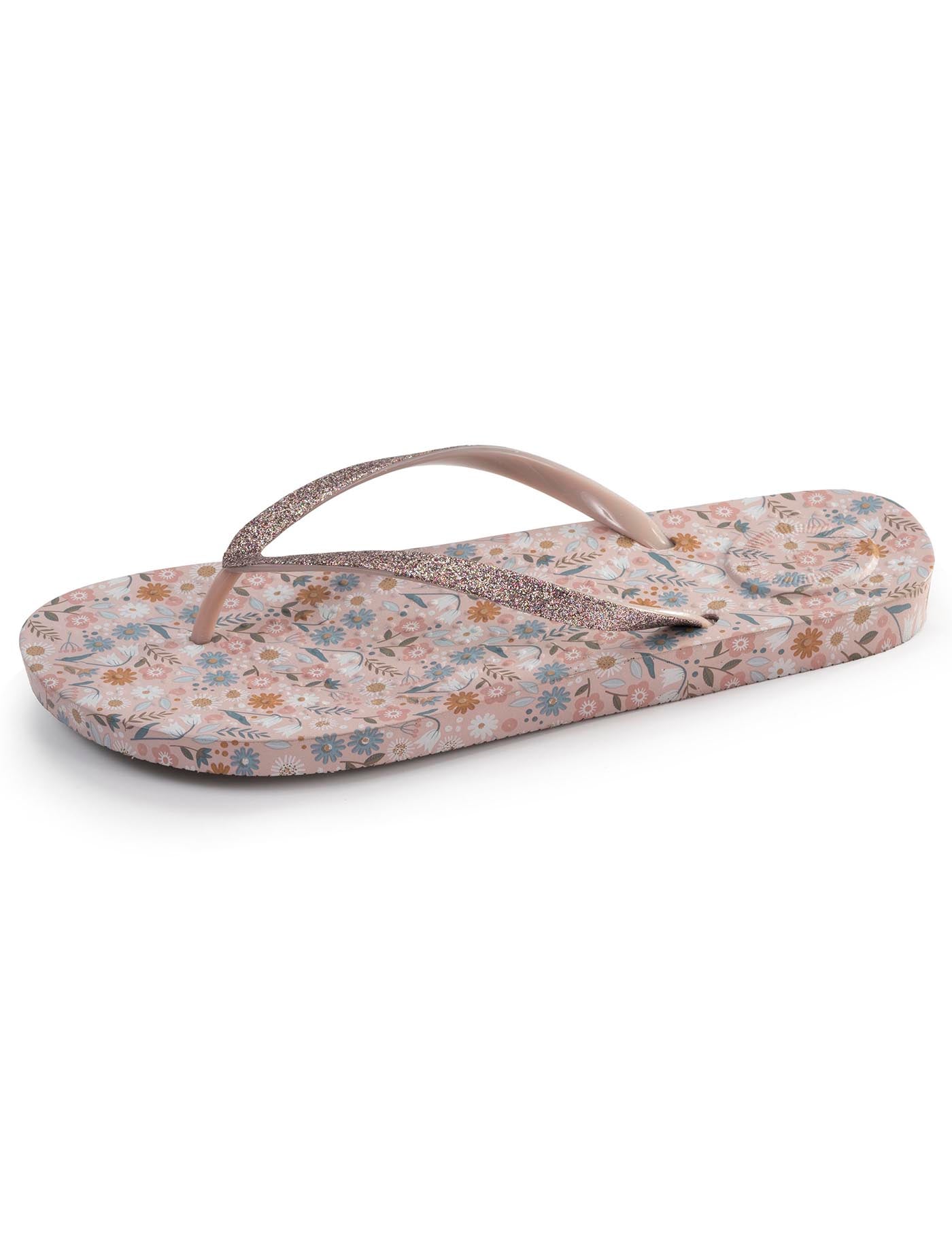 isotoner-tongs-femme-fleurs-taupe-everywear-confort image 6