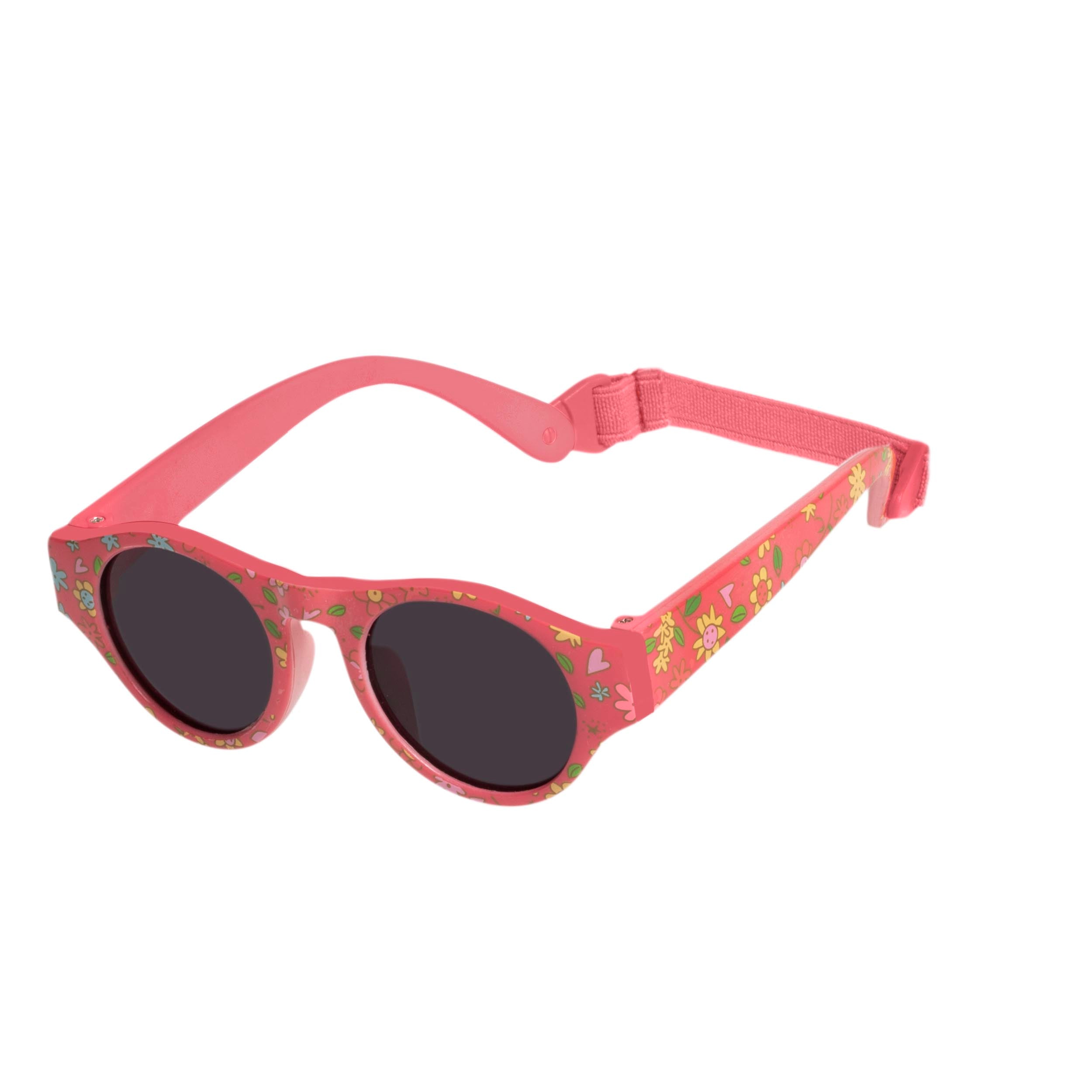 isotoner-lunettes-de-soleil-fille-2-3-ans-rondes-rose-fleurs image 2