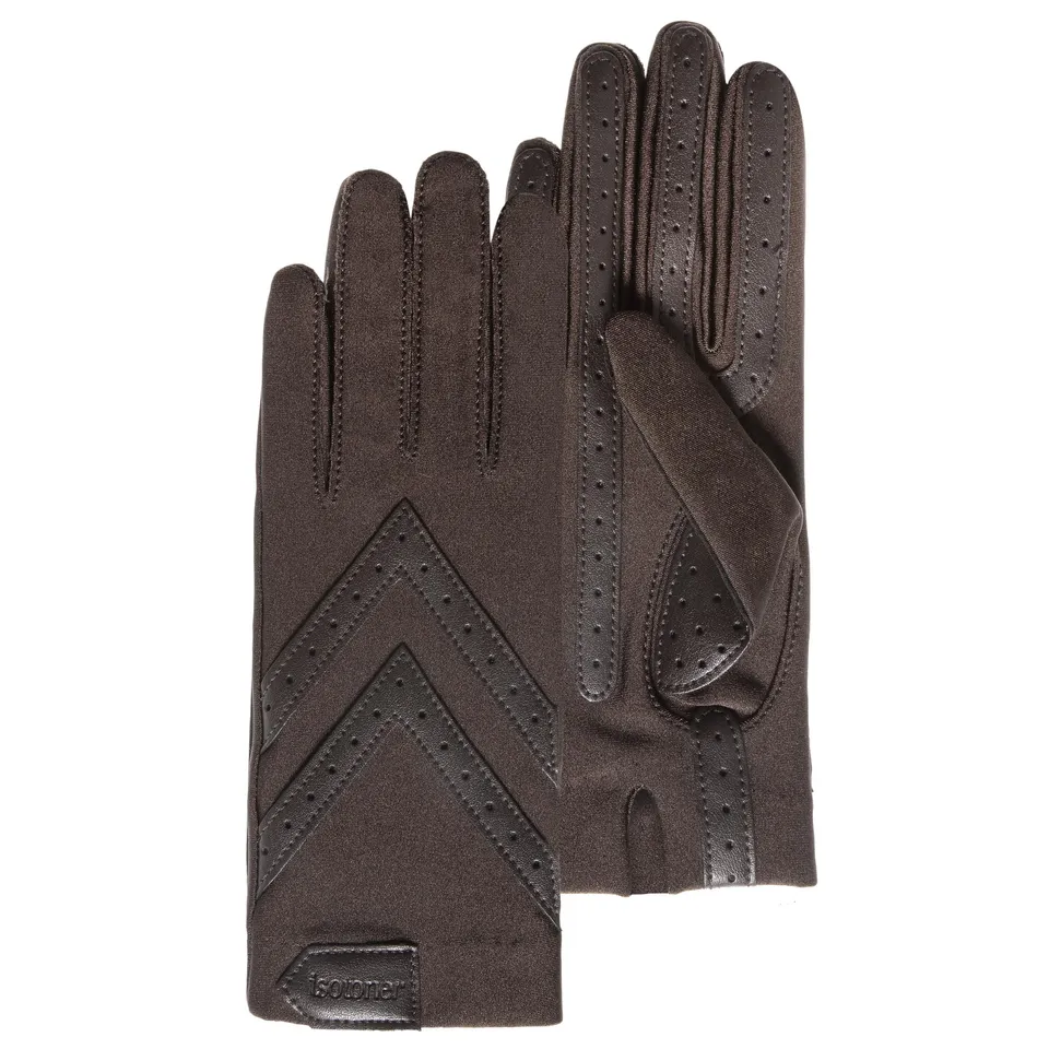 isotoner-gants-femme-tissu-recycl-marron-tactiles-smartouch image 1