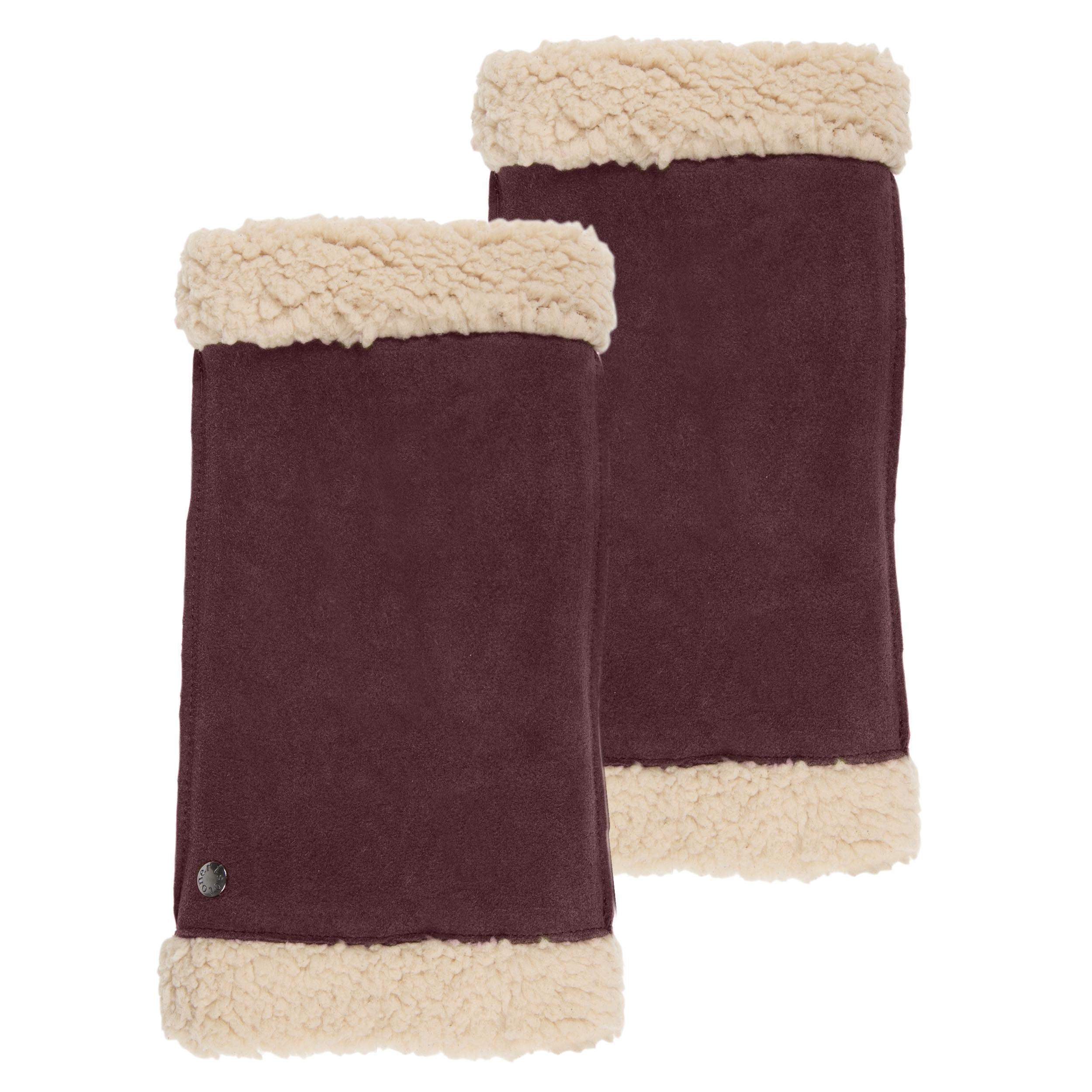 isotoner-mitaines-cuir-velours-bordeaux-femme image 1