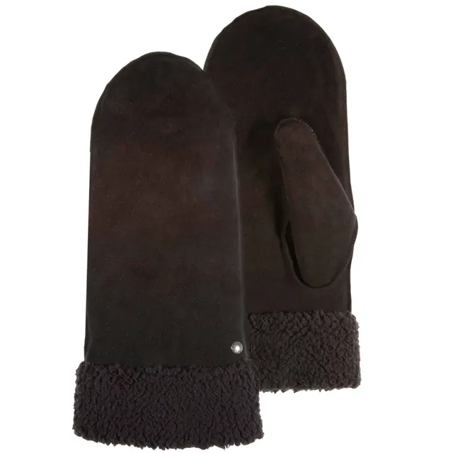 isotoner-moufles-femme-cuir-noir-imitation-fourrure image 1