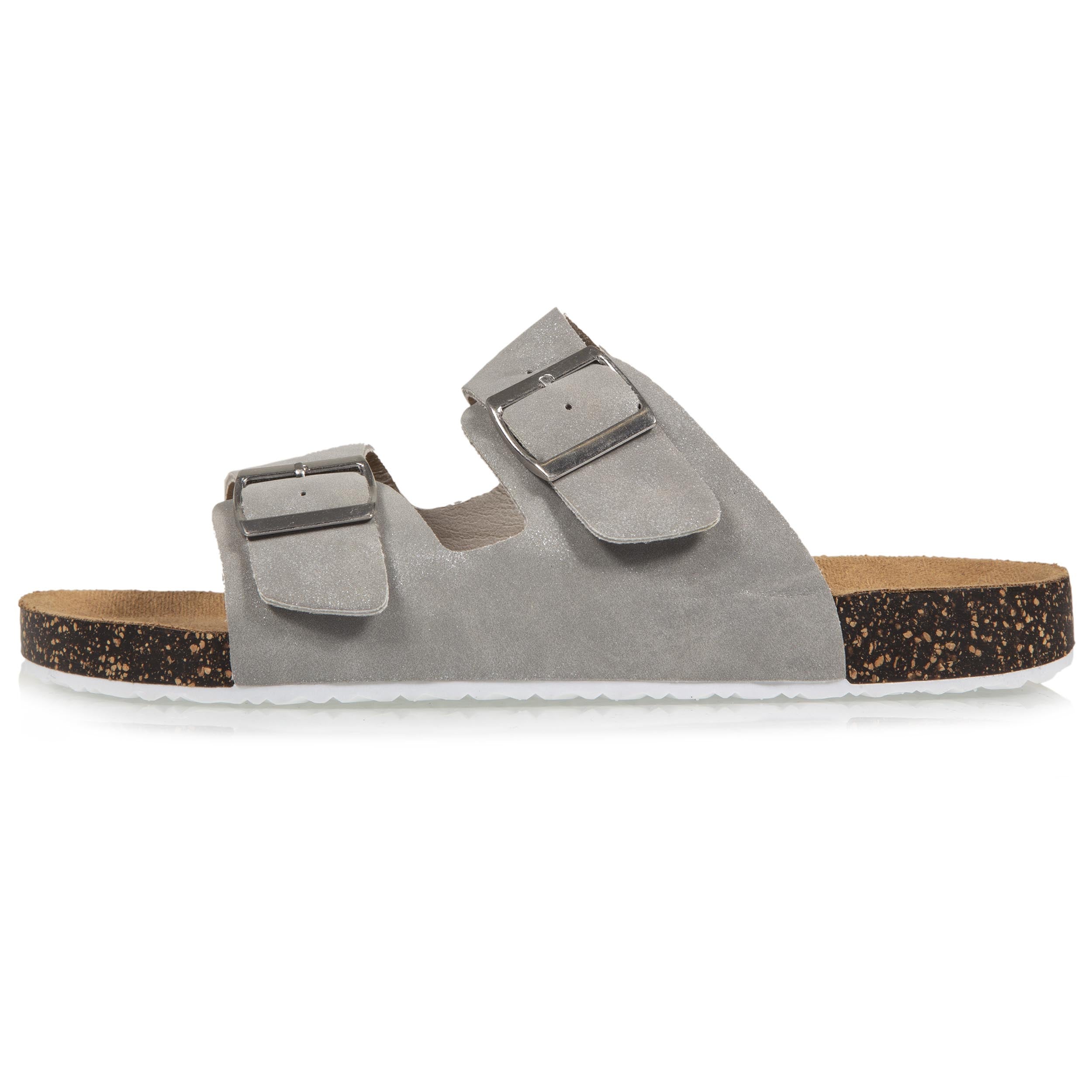 isotoner-mules-claquettes-femme-double-bride-gris-paillet image 3
