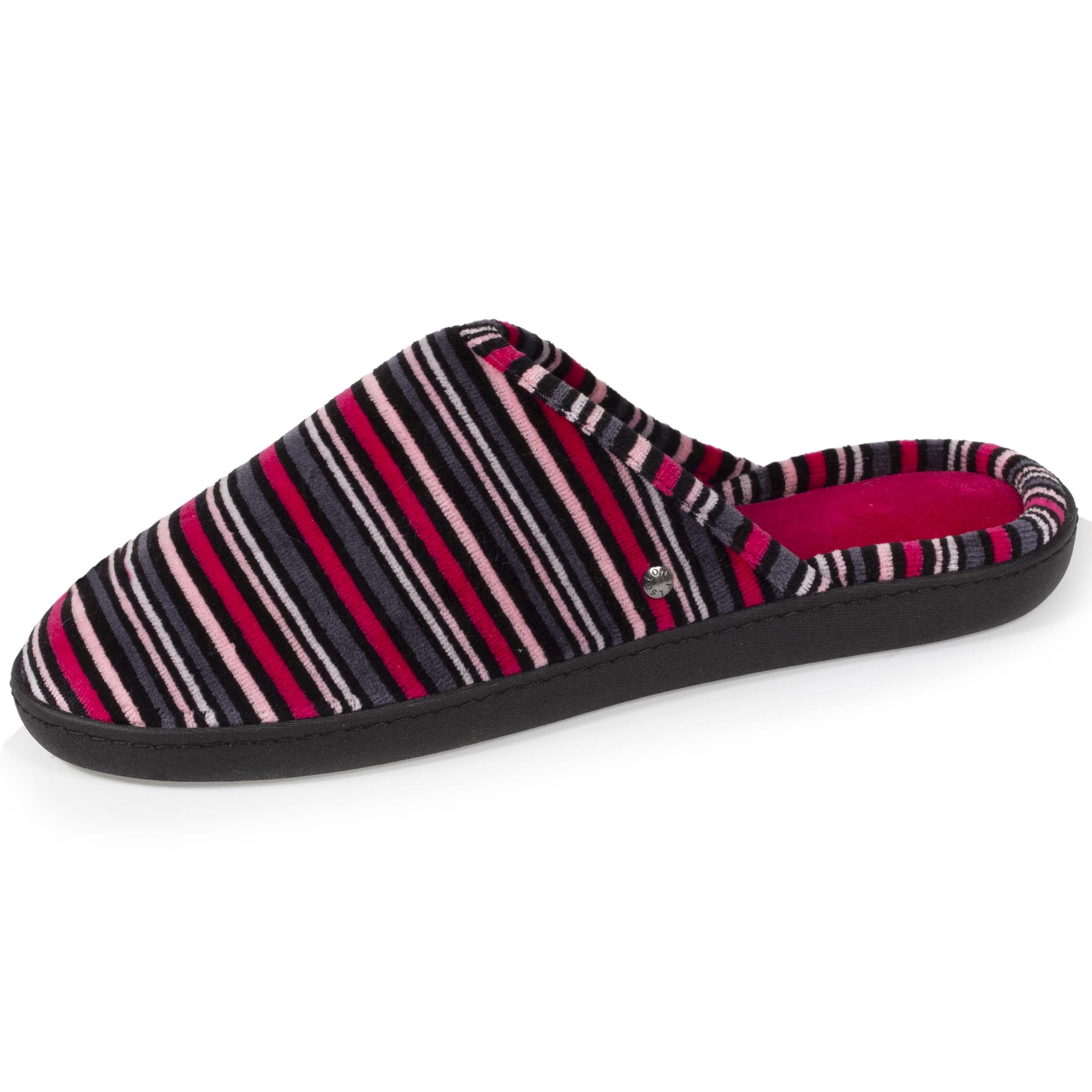 isotoner-chaussons-mules-femme-rayures-coton-bio-everywear image 1