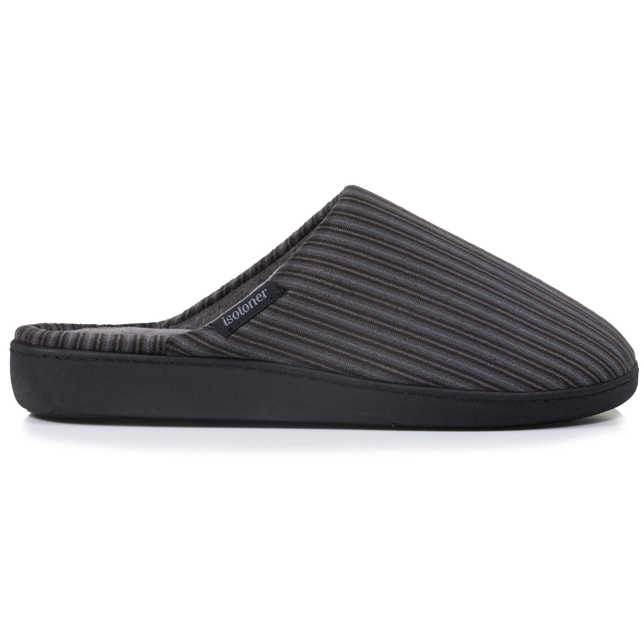 isotoner-chaussons-mules-homme-rayures-gris-bleu image 8