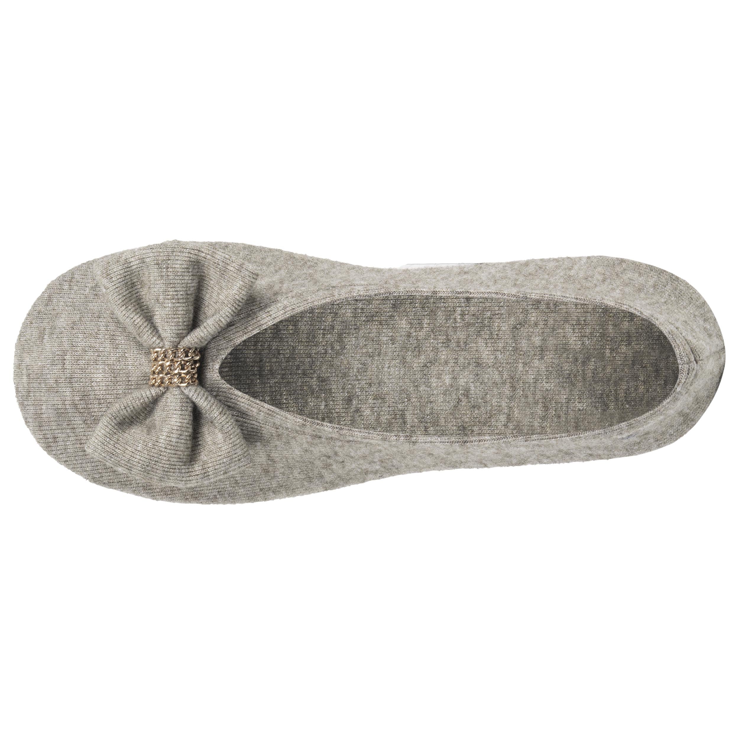 isotoner-chaussons-ballerines-femme-grand-n-ud-kaki image 3