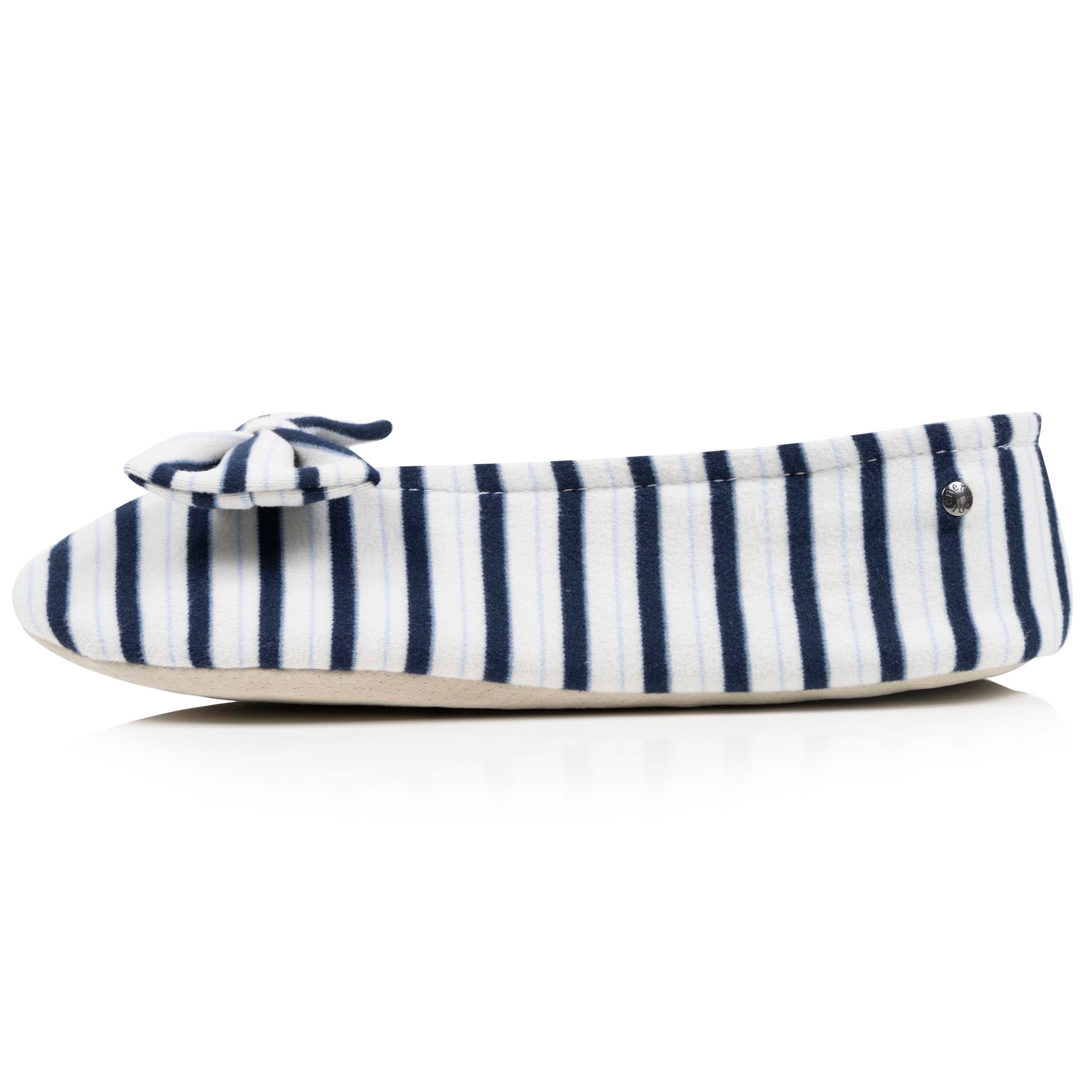 isotoner-chaussons-ballerines-femme-n-ud-rayures-bleues image 4