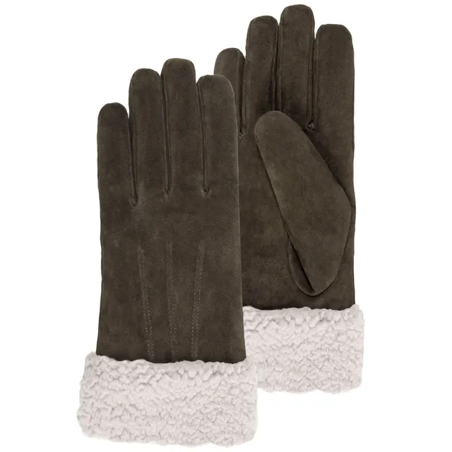 isotoner-gants-femme-chocolat-en-cuir-doublure-chaude image 1