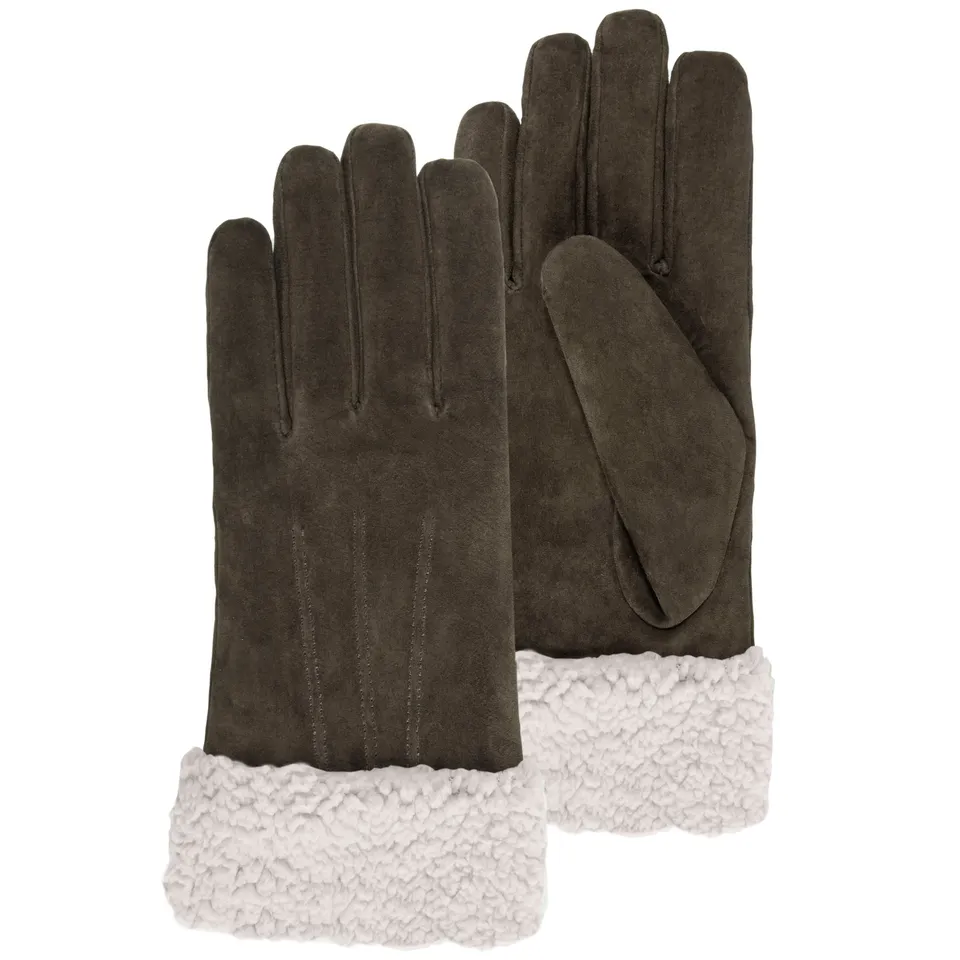 isotoner-gants-femme-chocolat-en-cuir-doublure-chaude image 1