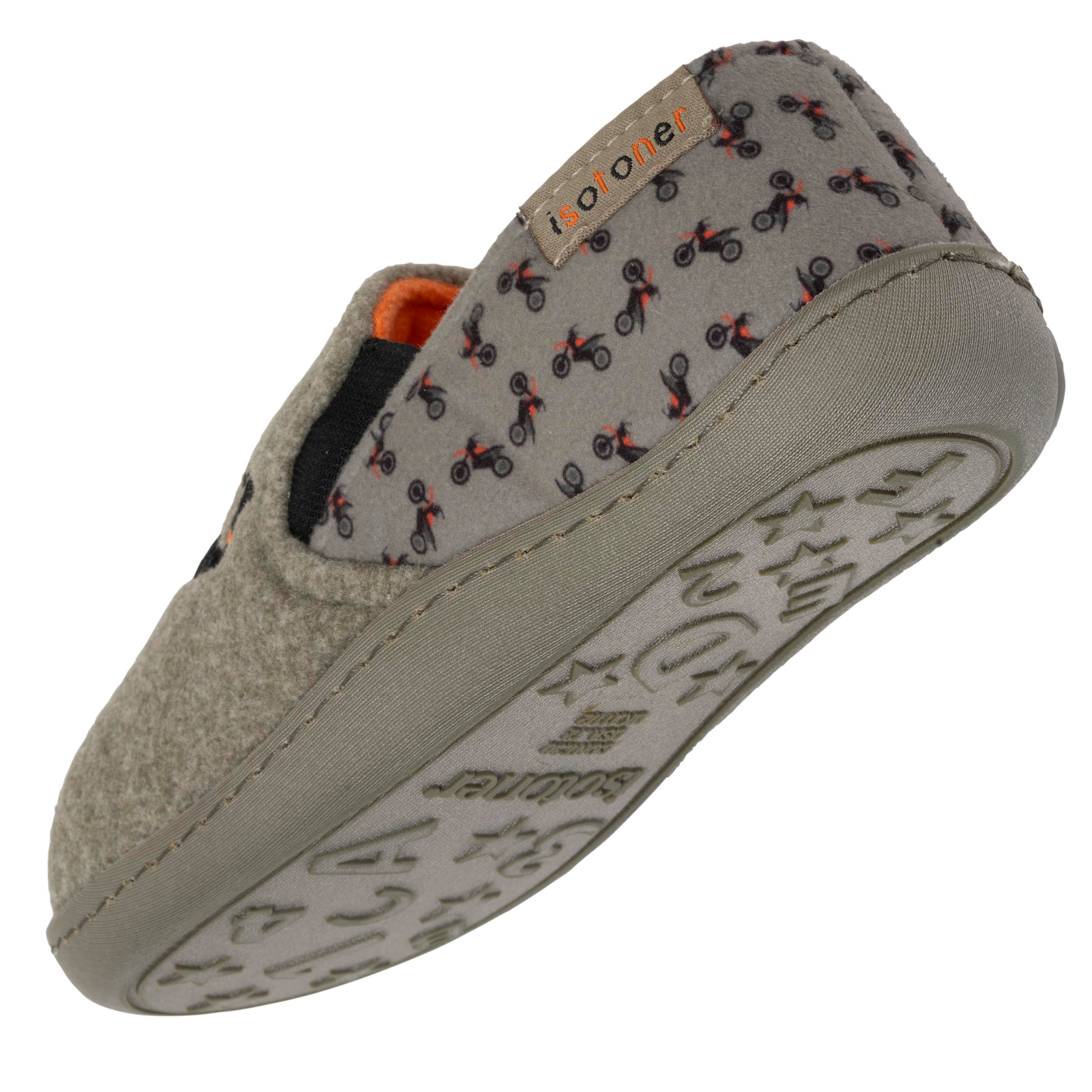 isotoner-chaussons-mocassins-enfant-moto-kaki-chin image 5