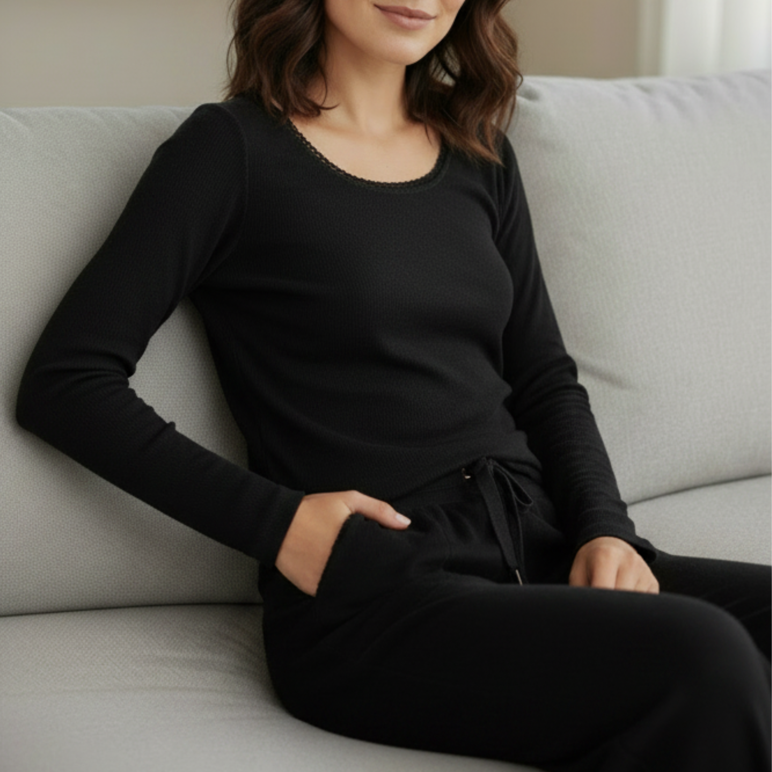 isotoner-pantalon-jogger-femme-noir-viscose-ecovero image 5