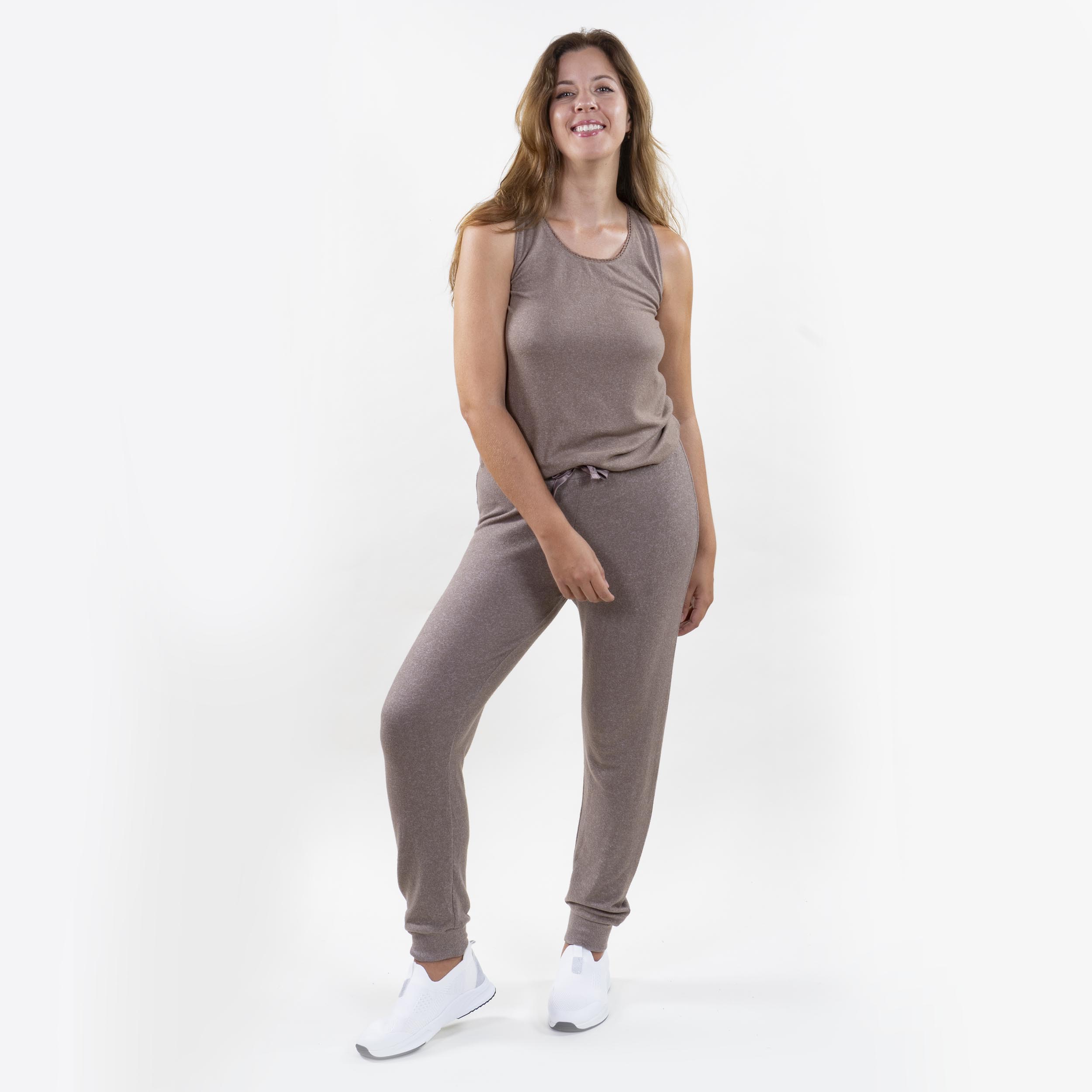 isotoner-pantalon-jogger-femme-taupe-chin-viscose-ecovero image 3