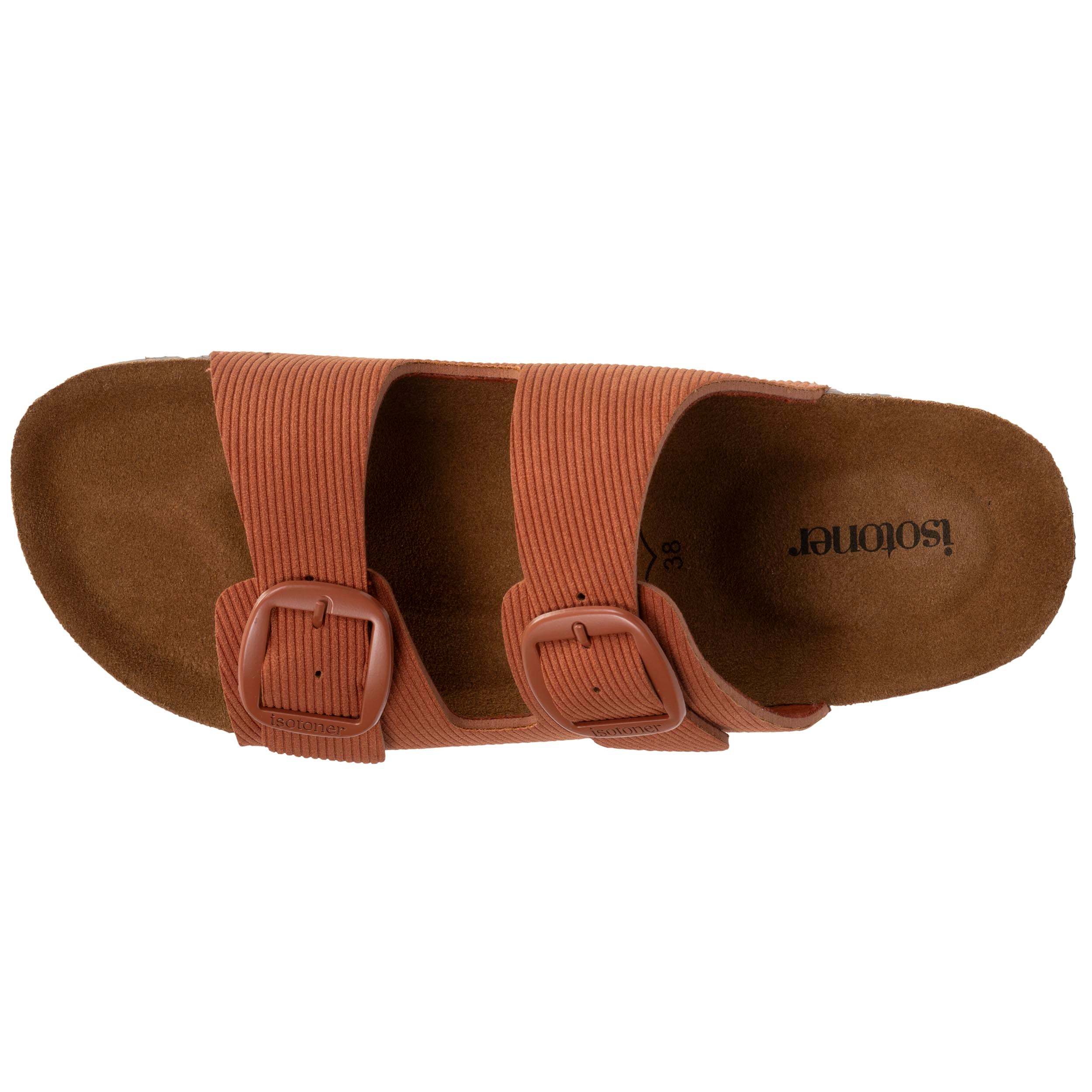 isotoner-mules-sandales-femme-double-bride-rouille-premium image 3