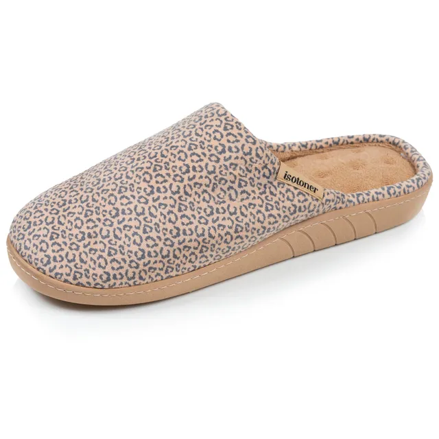 isotoner-chaussons-mules-femme-l-opard-beige-m-moire-de-forme image 1