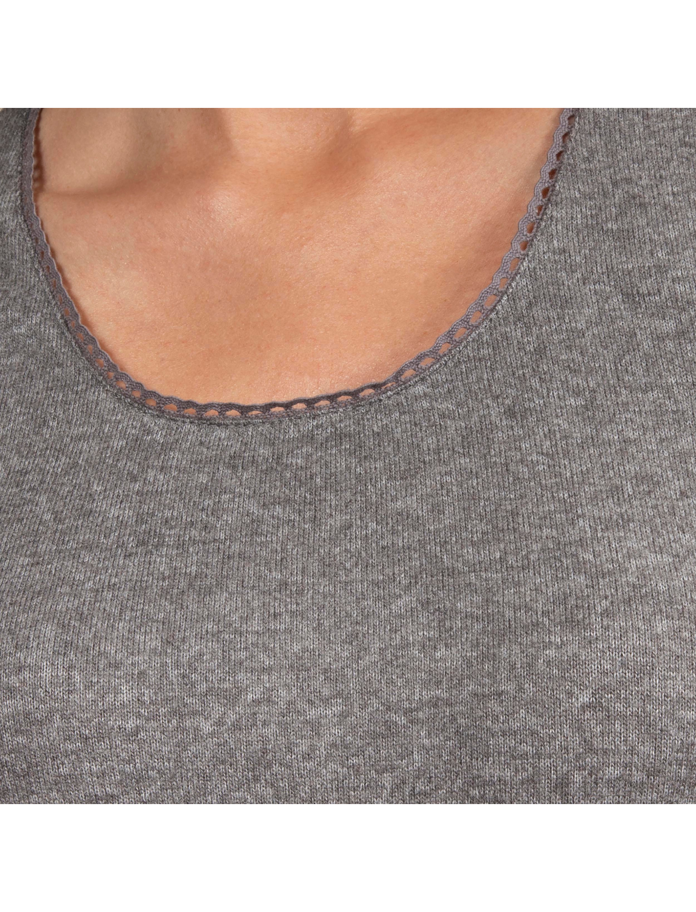 isotoner-d-bardeur-femme-gris-chin-dentelle-homewear-ultra-doux image 7