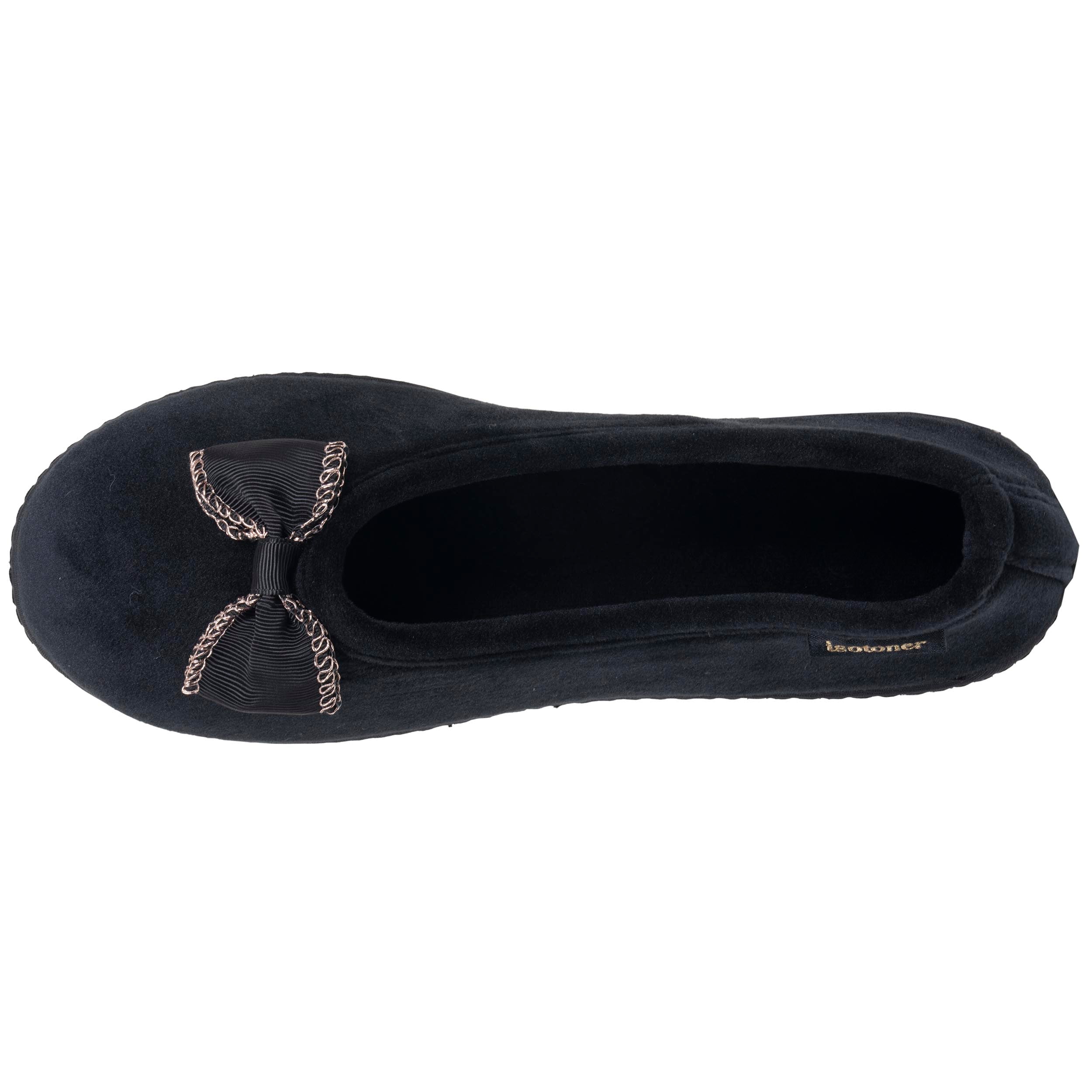 isotoner-chaussons-ballerines-femme-noir-microvelours-m-moire-de-forme image 3