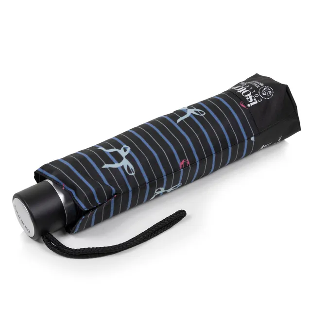 isotoner-parapluie-rayure-n-ud-bleu-pliant-acier image 1