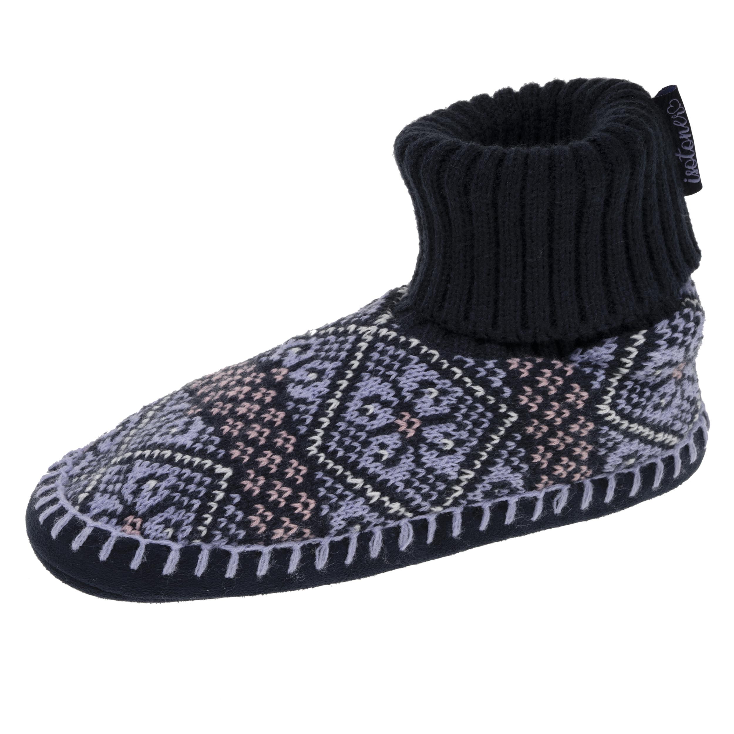 isotoner-chaussons-scandinaves-femme-jacquard-marine image 1