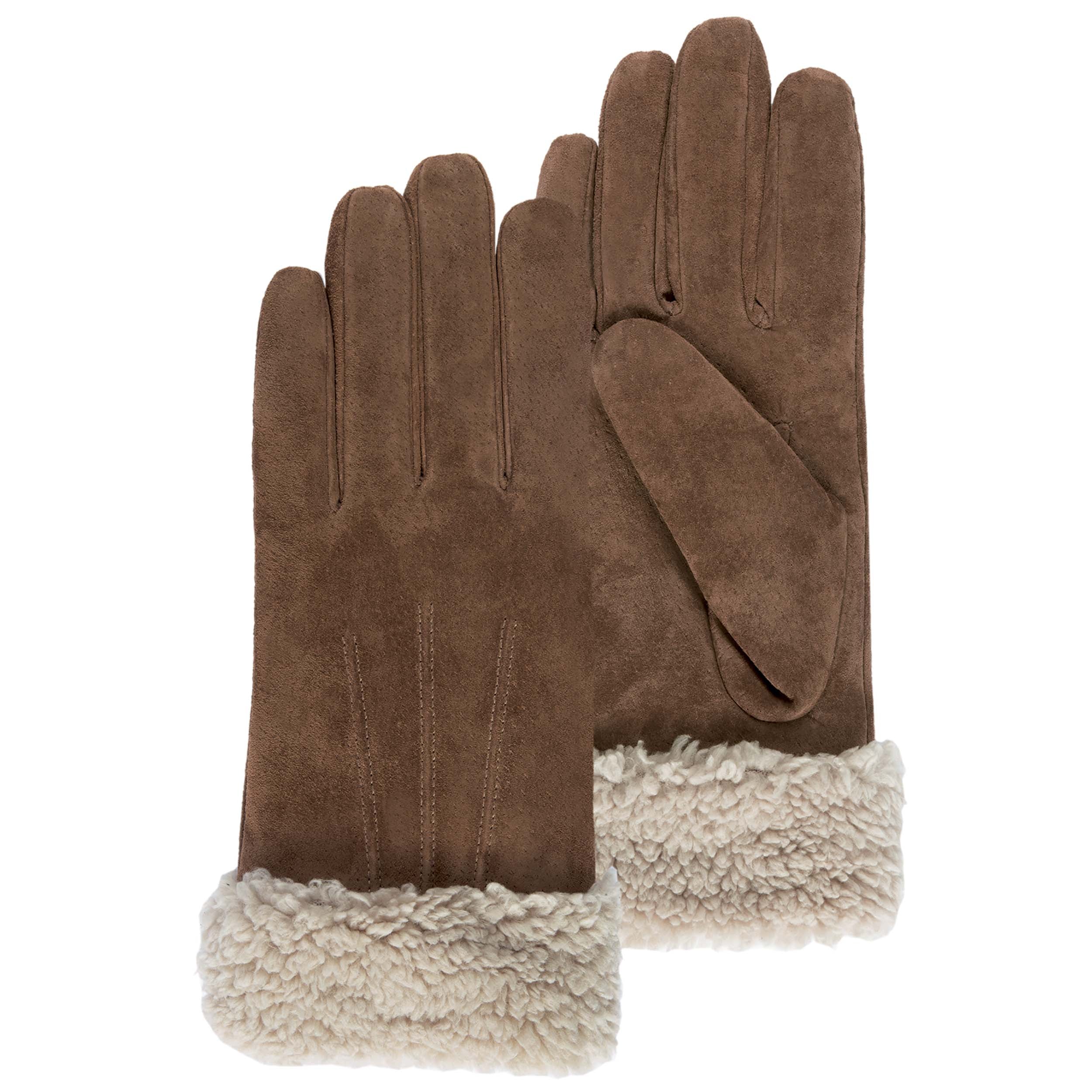 isotoner-gants-femme-cognac-en-cuir-doublure-fourrure image 1
