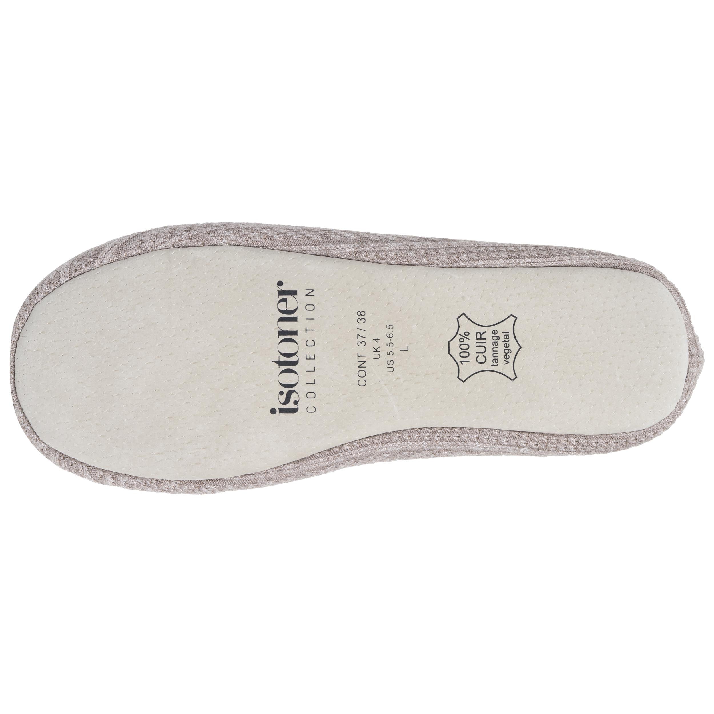 isotoner-chaussons-ballerines-femme-grand-n-ud-taupe image 5