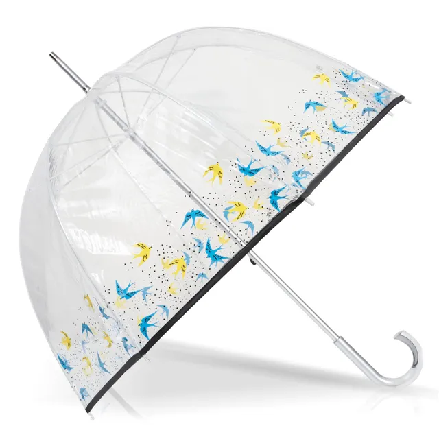 isotoner-parapluie-cloche-transparent-pvc-hirondelles image 1