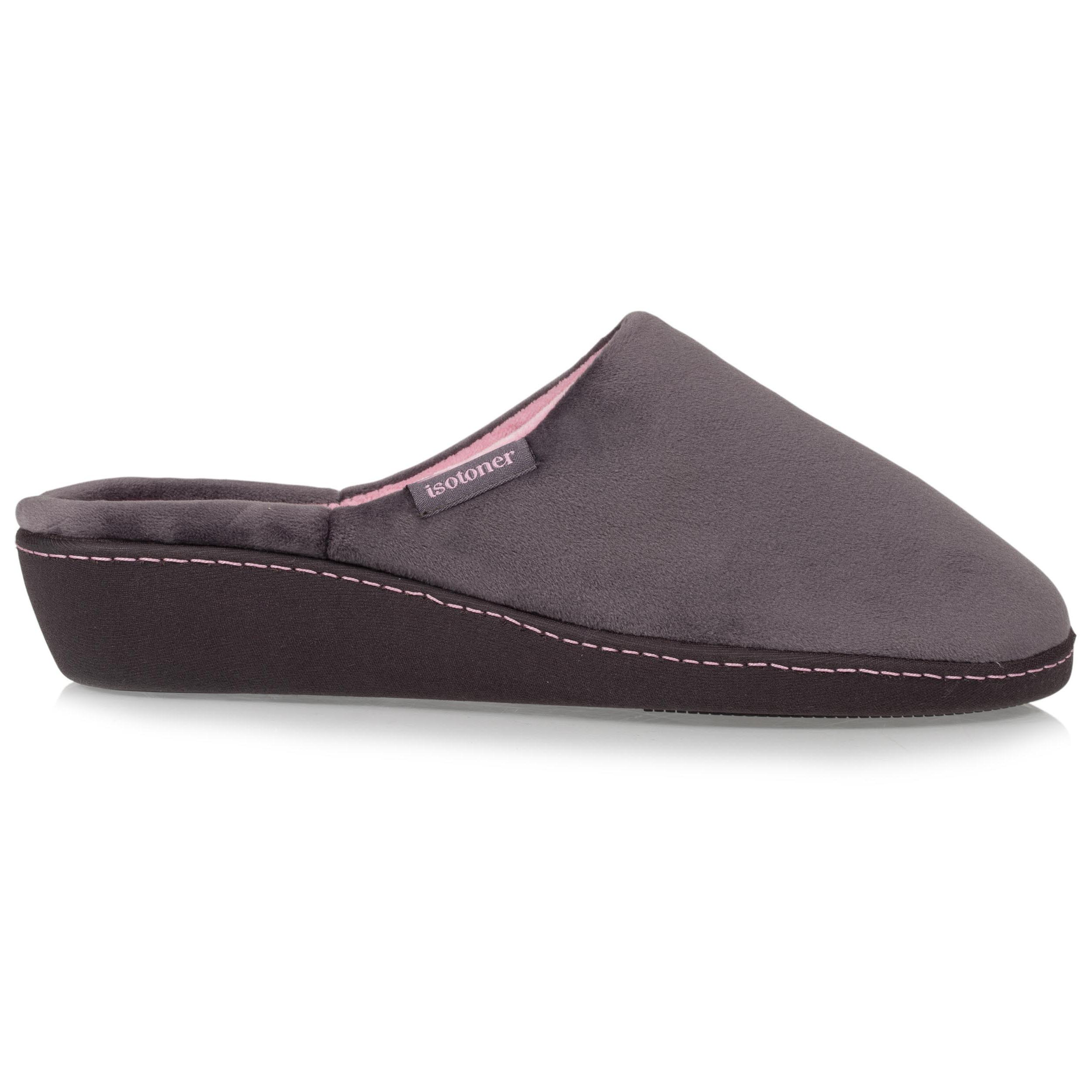 isotoner-chaussons-mules-talon-femme-gris-fonc-rose-4-cm image 8