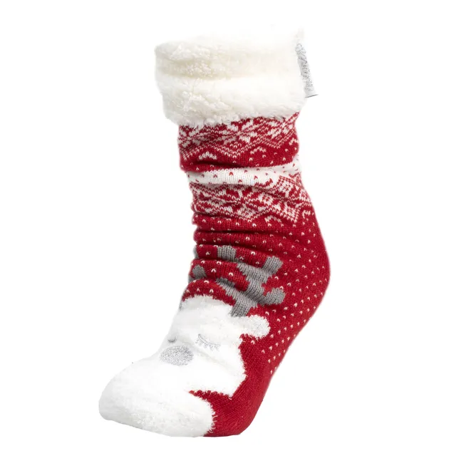 isotoner-chaussettes-fourr-es-femme-no-l-rouge-renne image 1