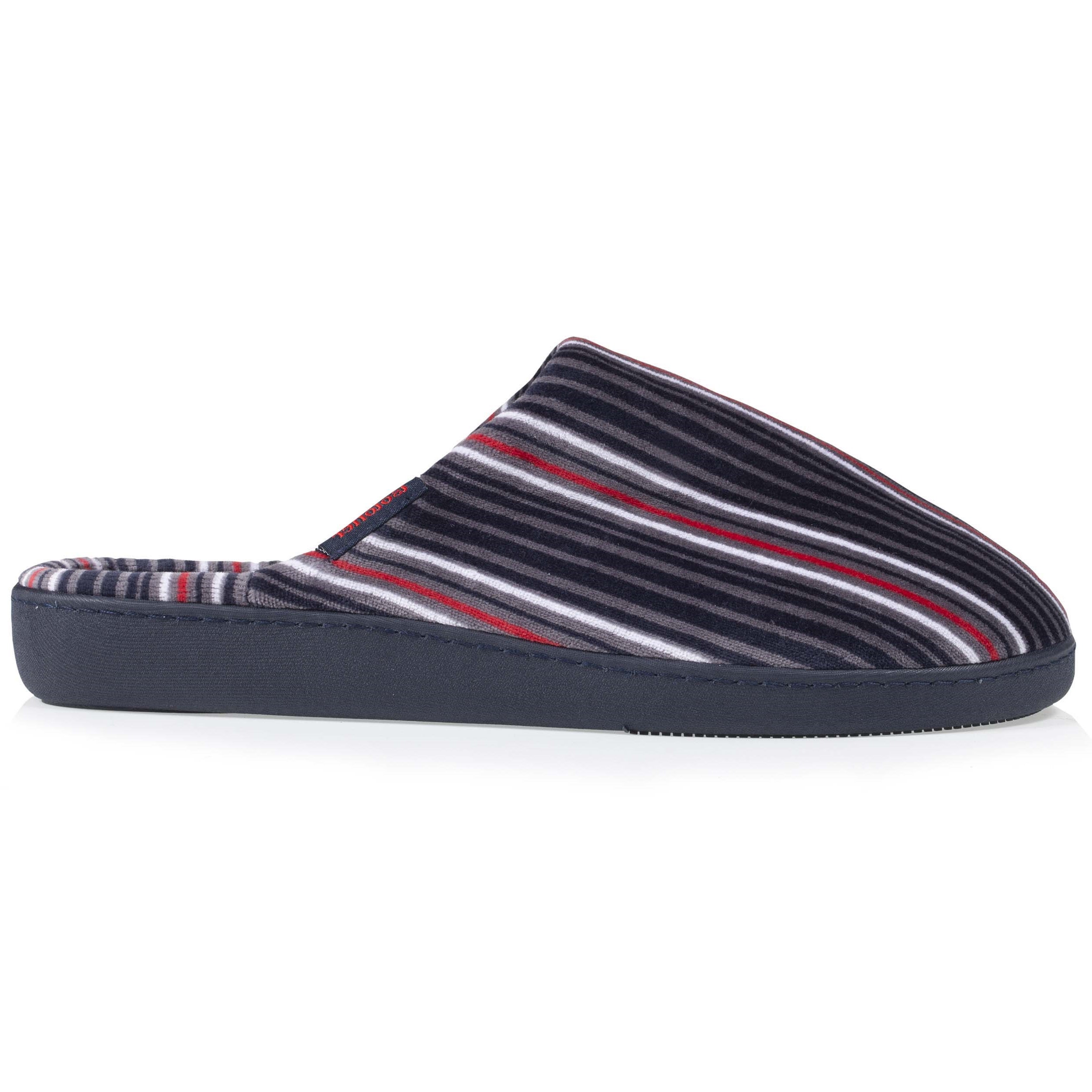 isotoner-chaussons-mules-homme-rayures-bleues-m-moire-de-forme image 8