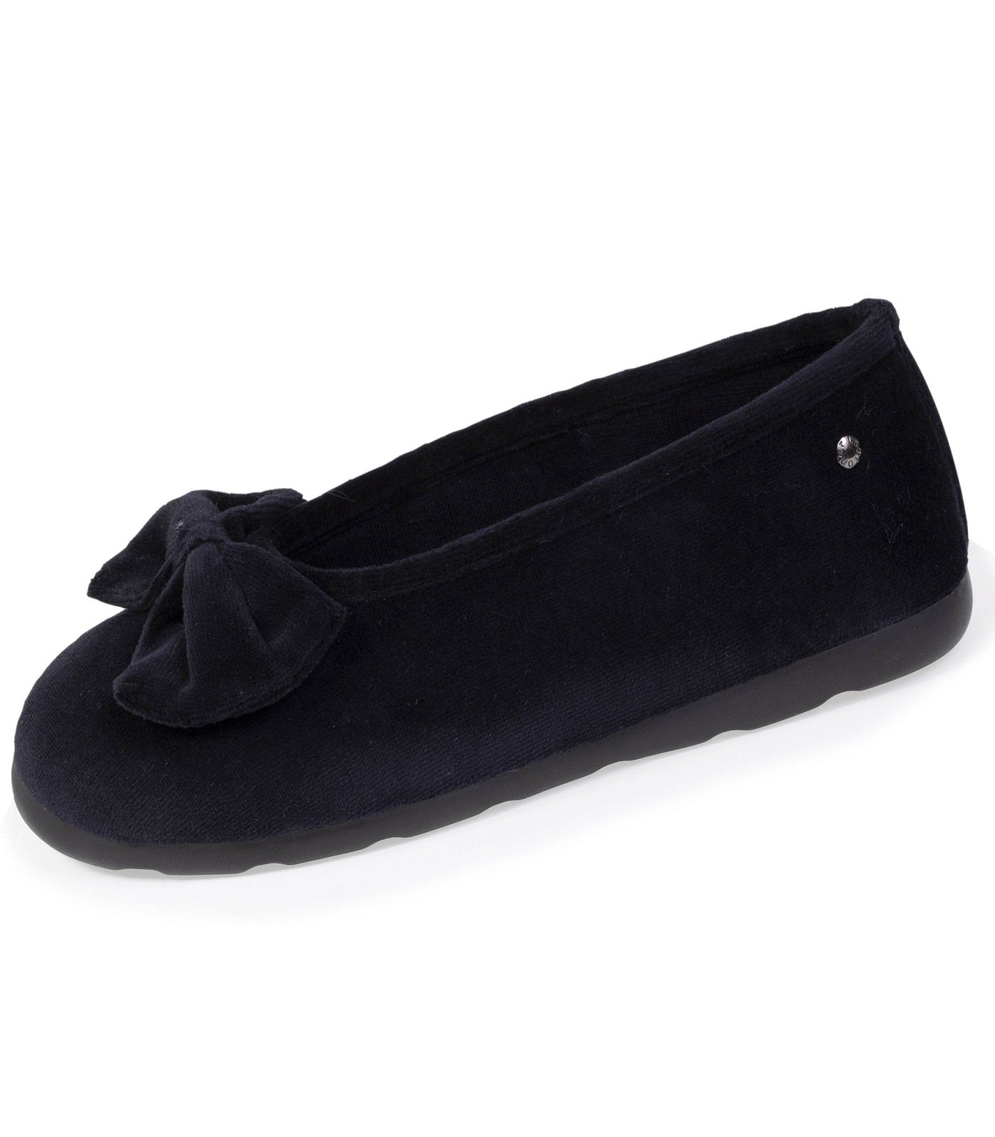 isotoner-chaussons-ballerines-femme-n-ud-confort-noir-coton-bio image 6