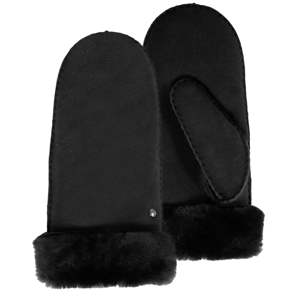 isotoner-moufles-femme-cuir-chaud-noir-mouton-retourn image 1