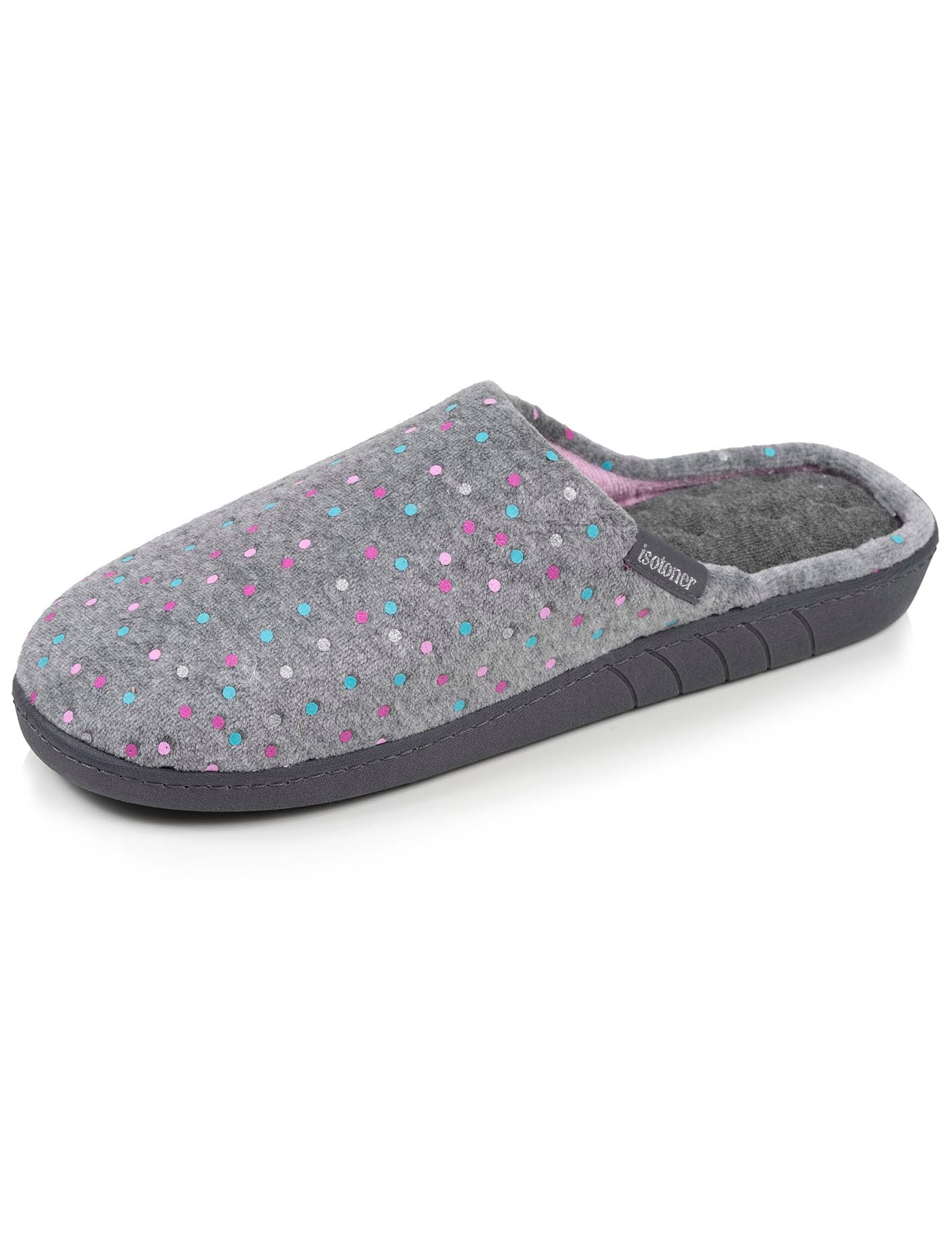 isotoner-chaussons-mules-femme-ergonomiques-pois-gris image 6