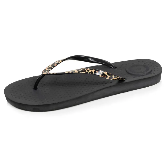 isotoner-tongs-femme-everywear-tige-l-opard-noir image 1