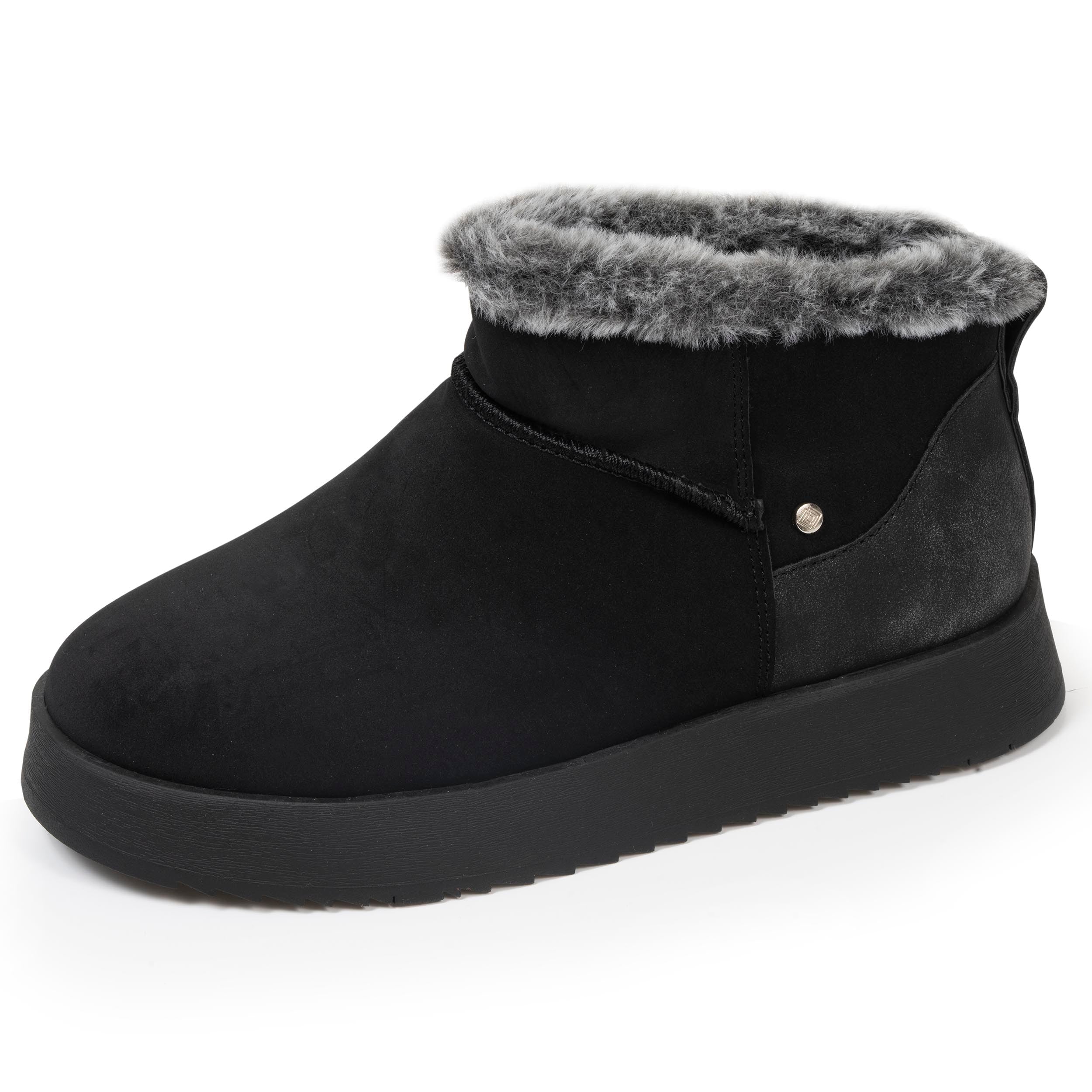 isotoner-bottines-basses-femme-imitation-fourrure-noir-plateforme image 1