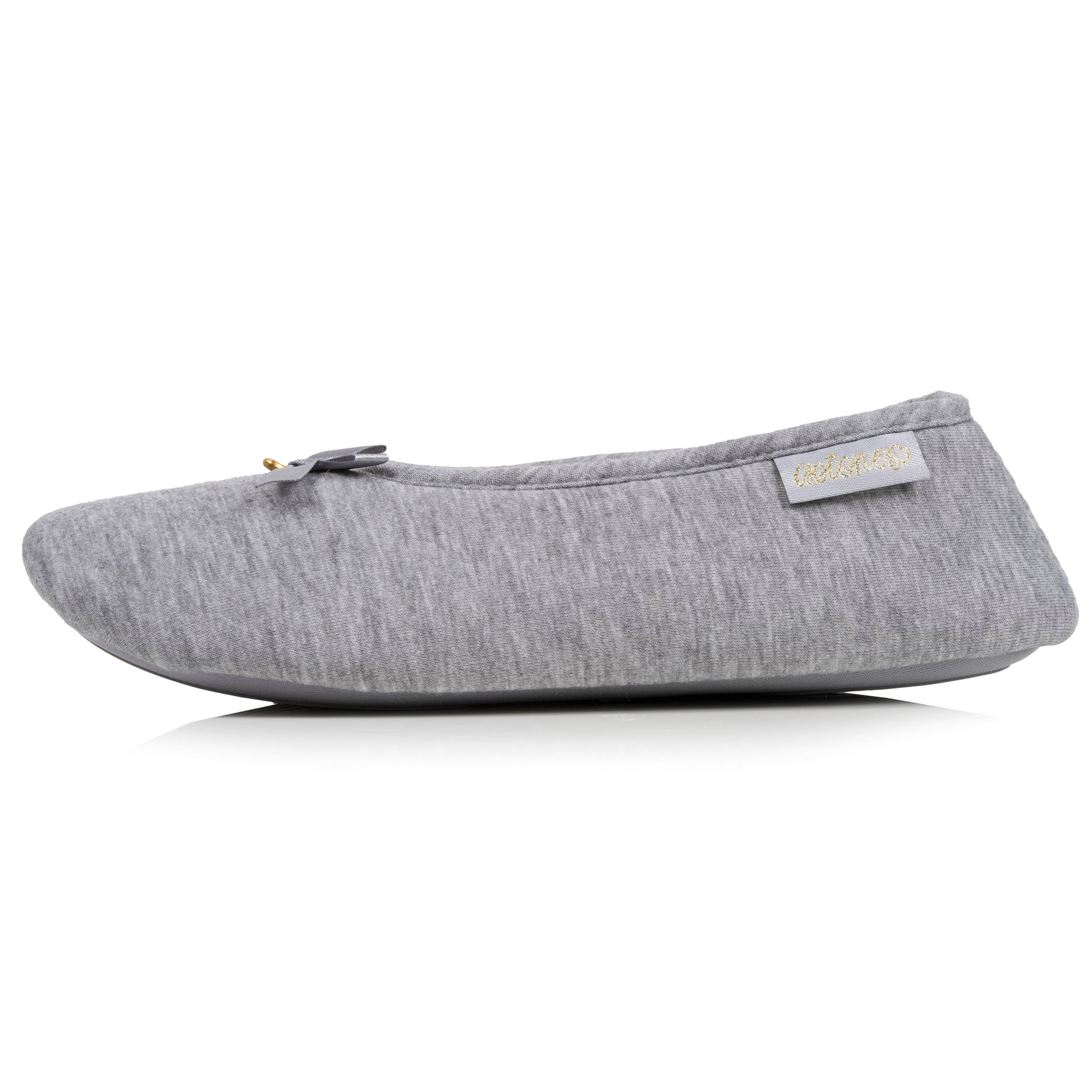 isotoner-chaussons-ballerines-femme-gris-n-ud-satin image 4
