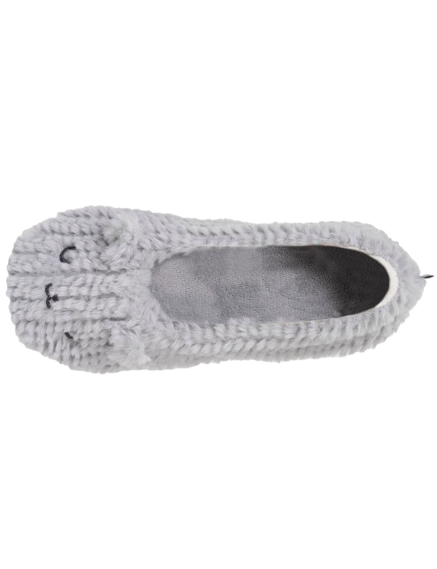 isotoner-chaussons-ballerines-femme-chat-gris-textur image 7