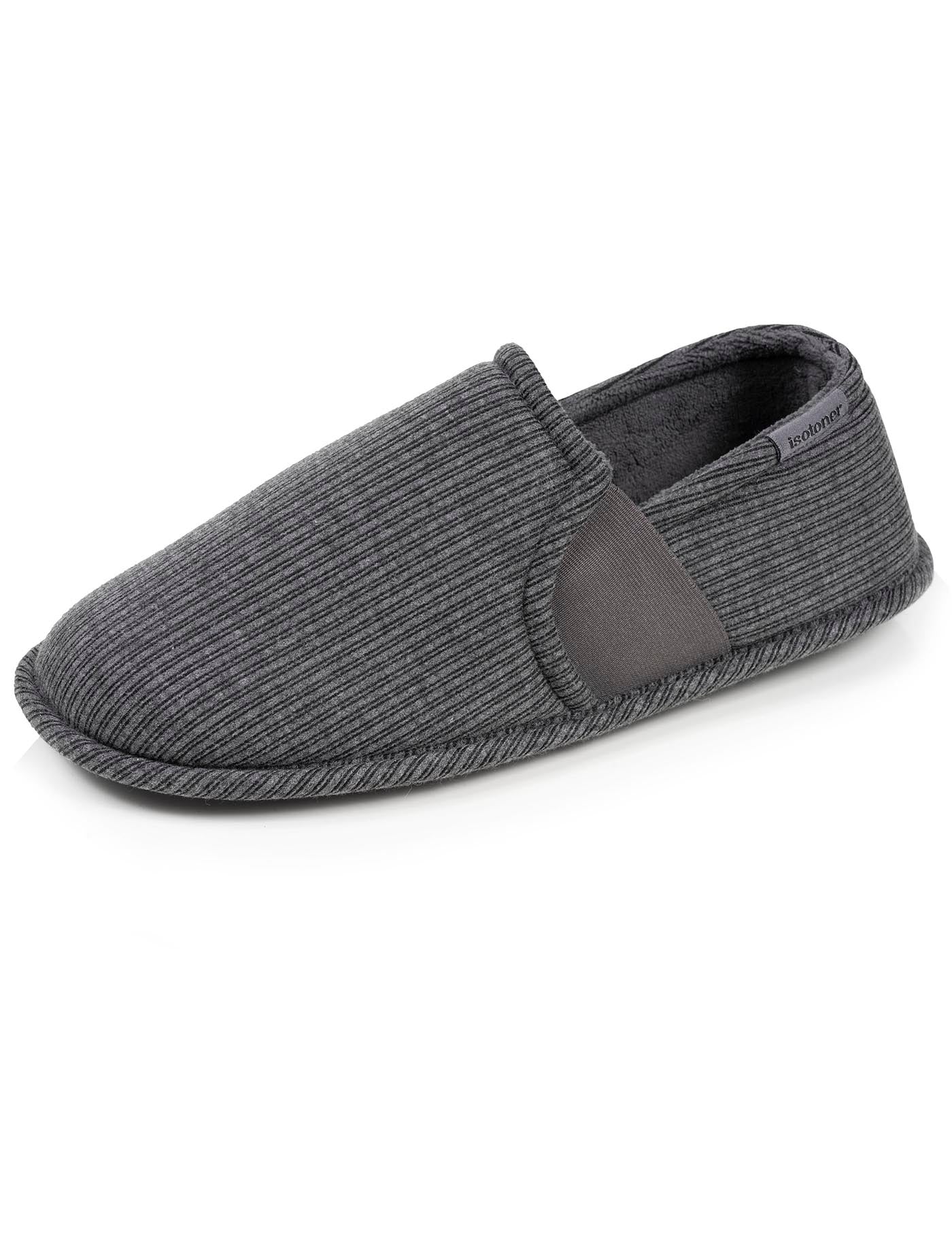 isotoner-chaussons-sans-g-nes-homme-rayure-gris image 6