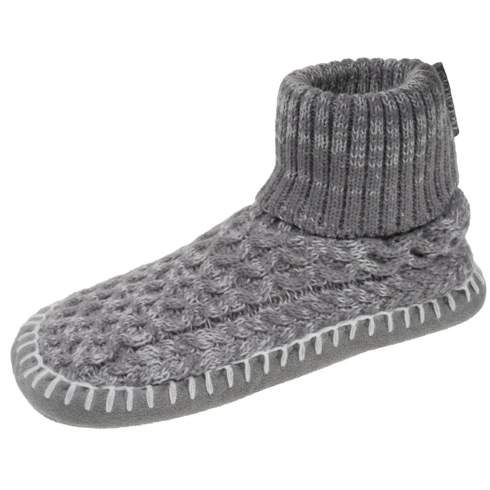 isotoner-chaussons-scandinaves-femme-maille-gris image 1