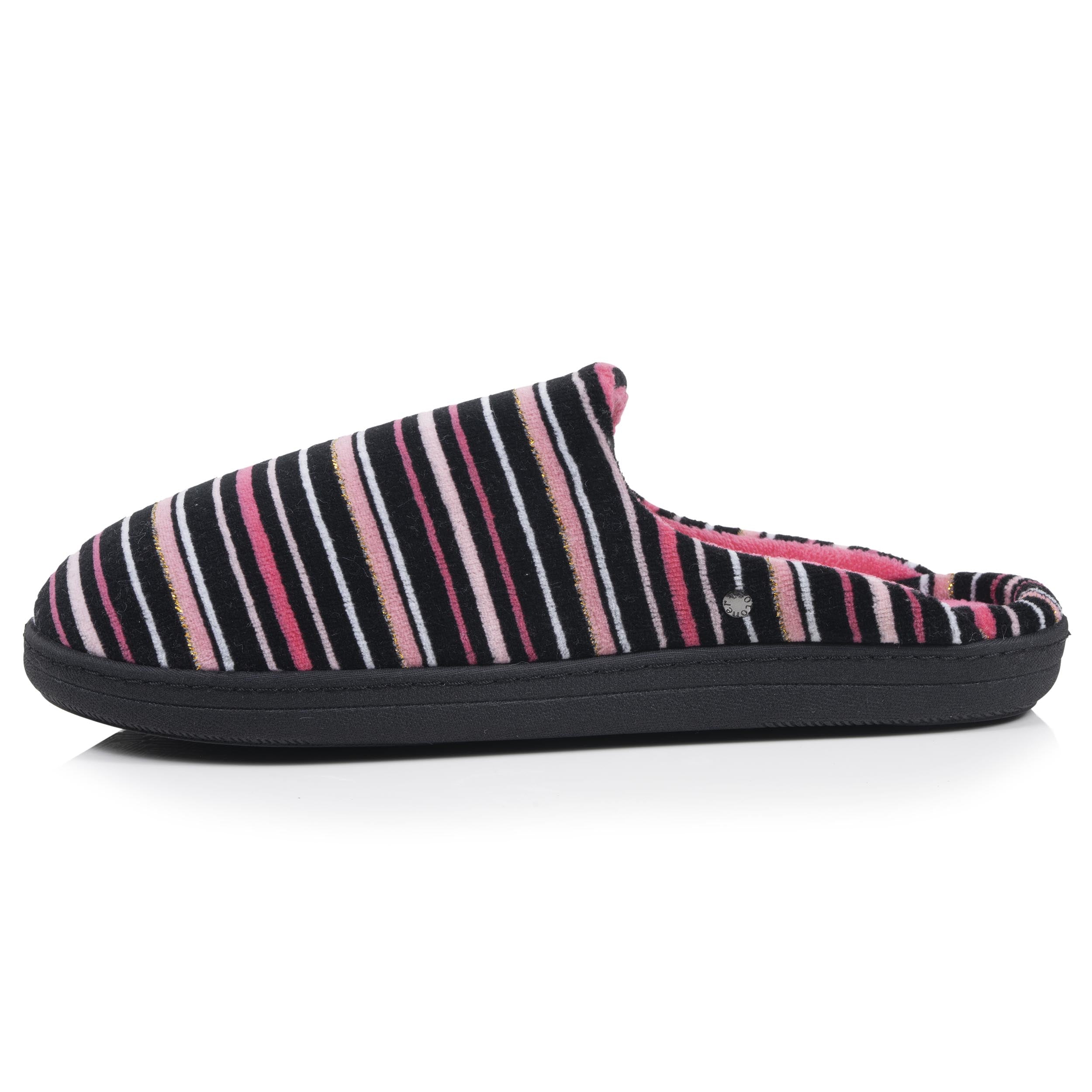 isotoner-chaussons-mules-femme-rayures-roses image 4