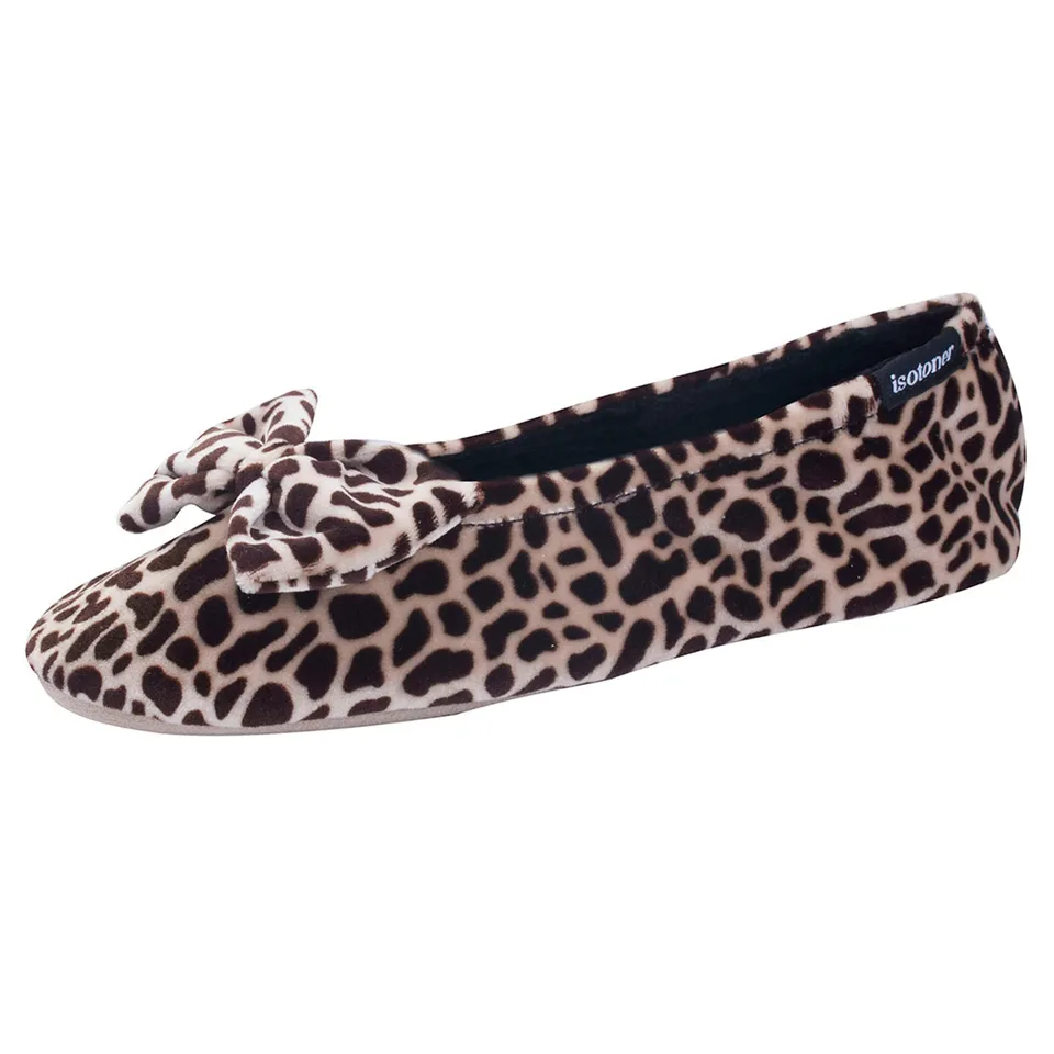 isotoner-chaussons-ballerines-femme-n-ud-girafe image 1