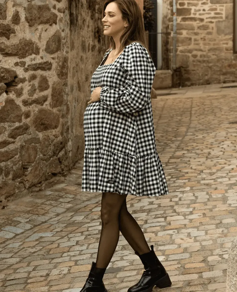 cache-c-ur-robe-patti-noir-blanc-grossesse-et-allaitement-coton-bio image 1