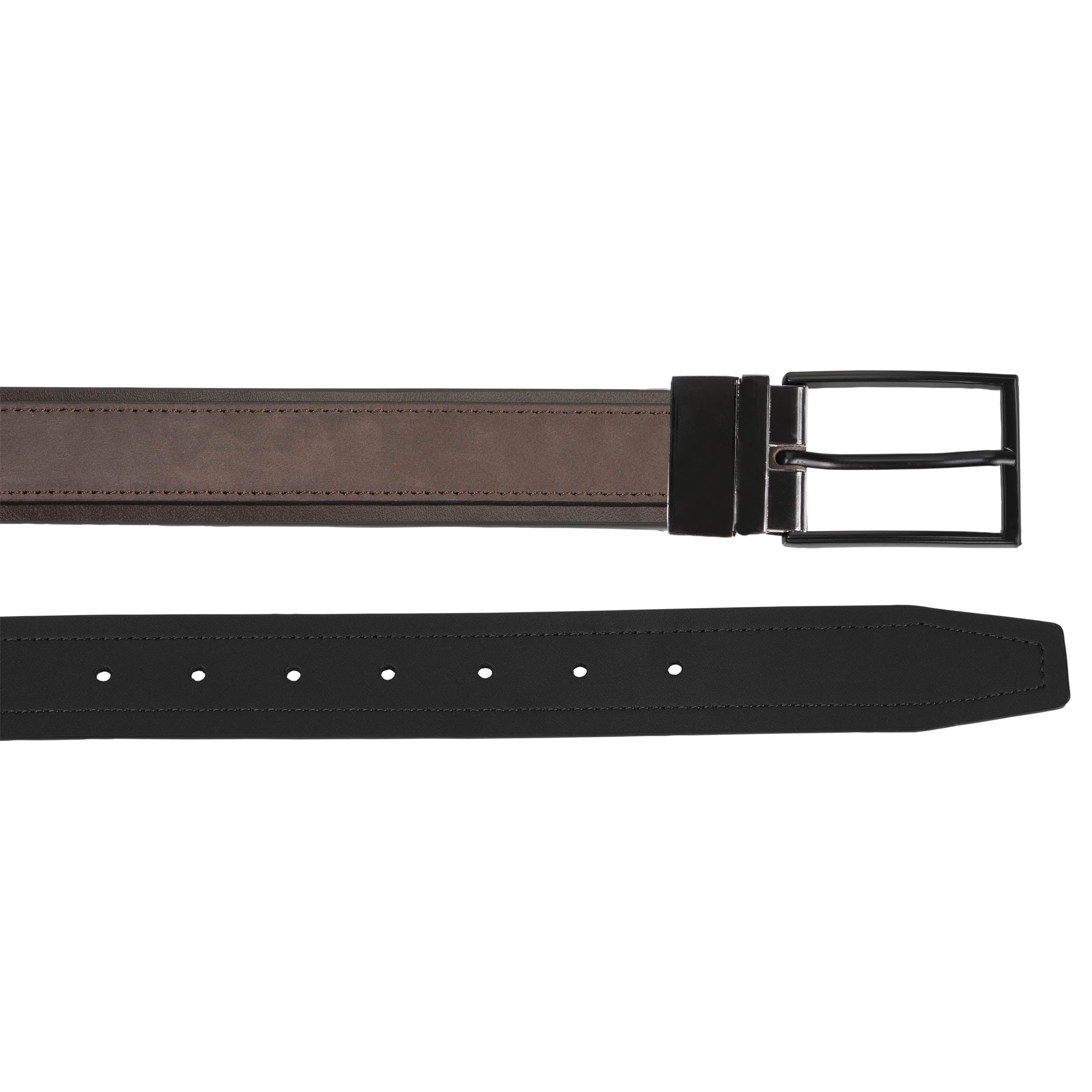 isotoner-ceinture-homme-bicolore-noir-marron-r-versible-cuir-3-cm image 2