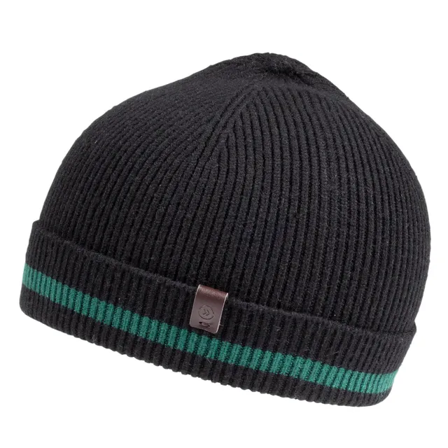 isotoner-bonnet-homme-ultra-doux-noir-liseret-vert-docker-court image 1
