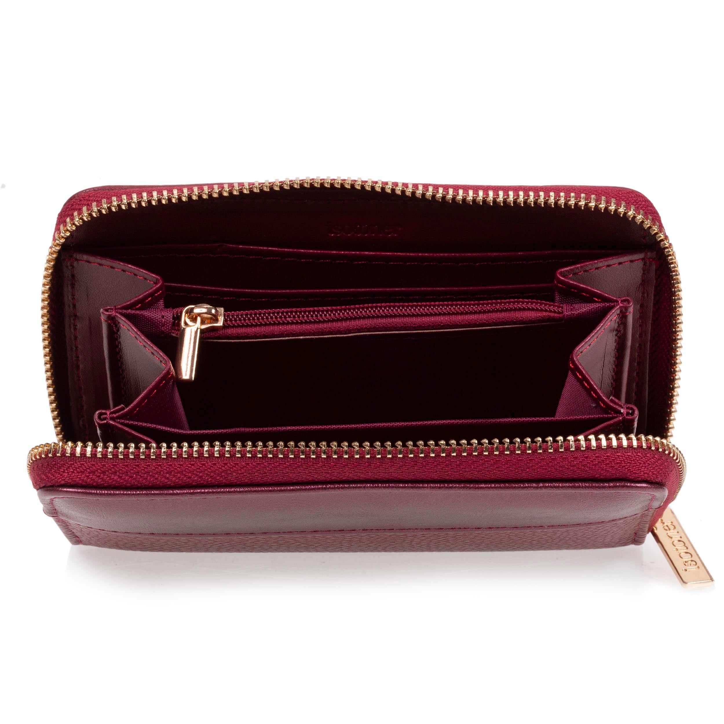 isotoner-portefeuille-femme-zipp-rouge-rfid image 2