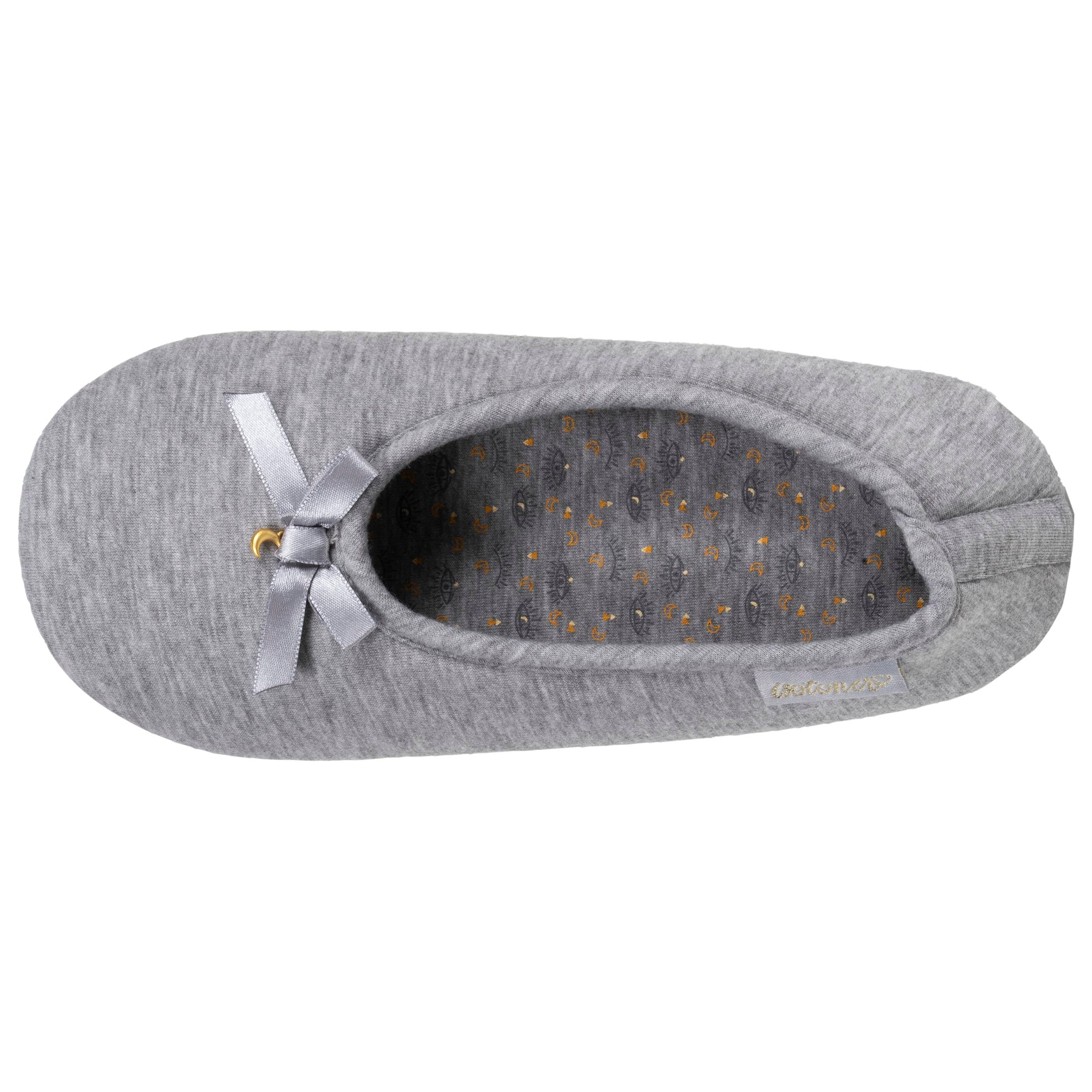 isotoner-chaussons-ballerines-femme-gris-n-ud-satin image 3