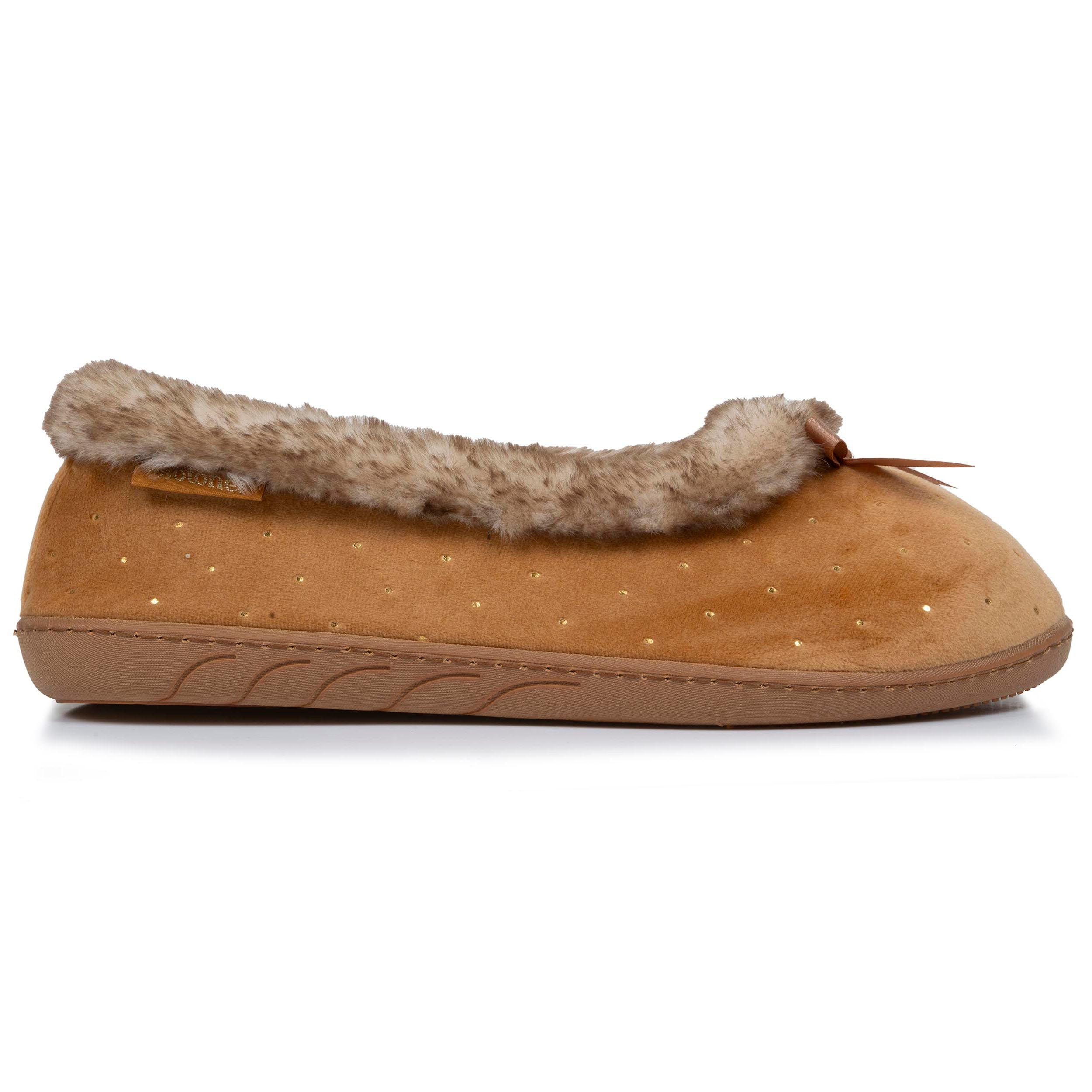 isotoner-chaussons-ballerines-femme-camel-brillants-m-moire-de-forme image 8