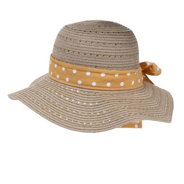isotoner-chapeau-capeline-femme-foulard-orange-paille-ajustable-52-58-cm image 1