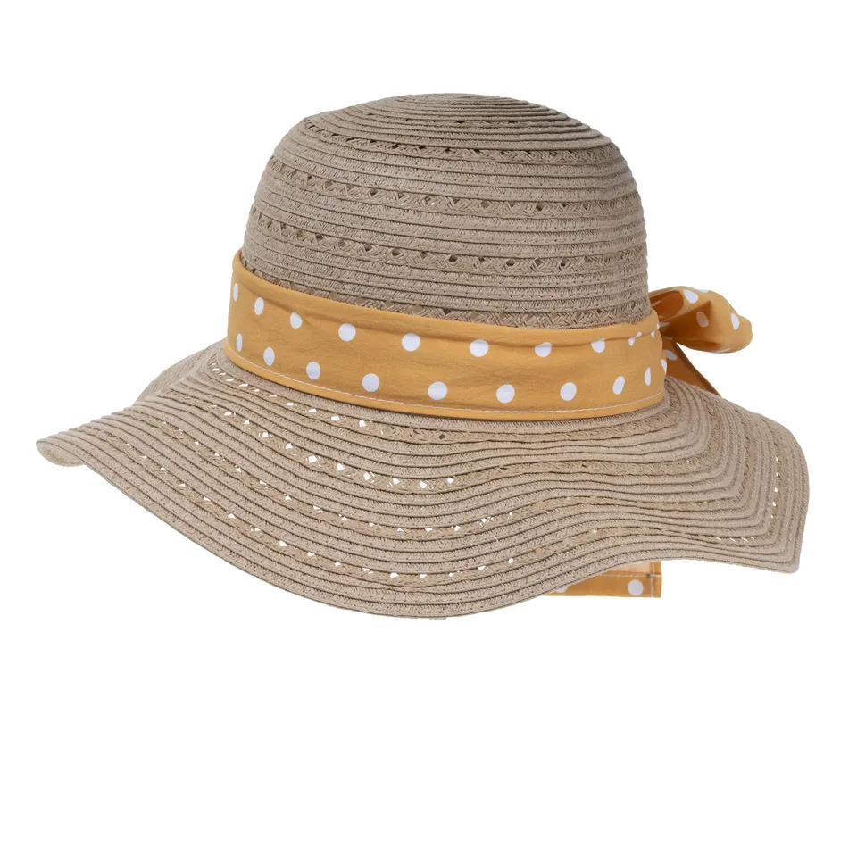 isotoner-chapeau-capeline-femme-foulard-orange-paille-ajustable-52-58-cm image 1