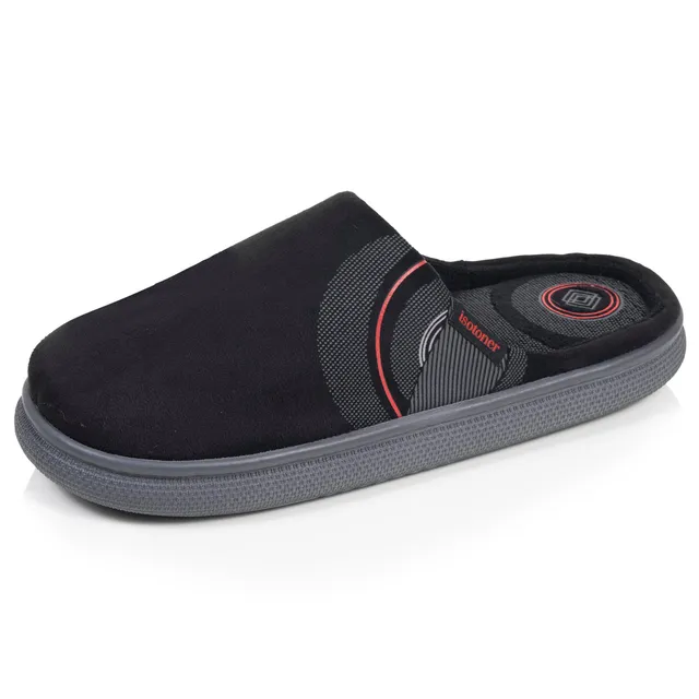 isotoner-chaussons-mules-homme-bloup-noir-graphite image 1