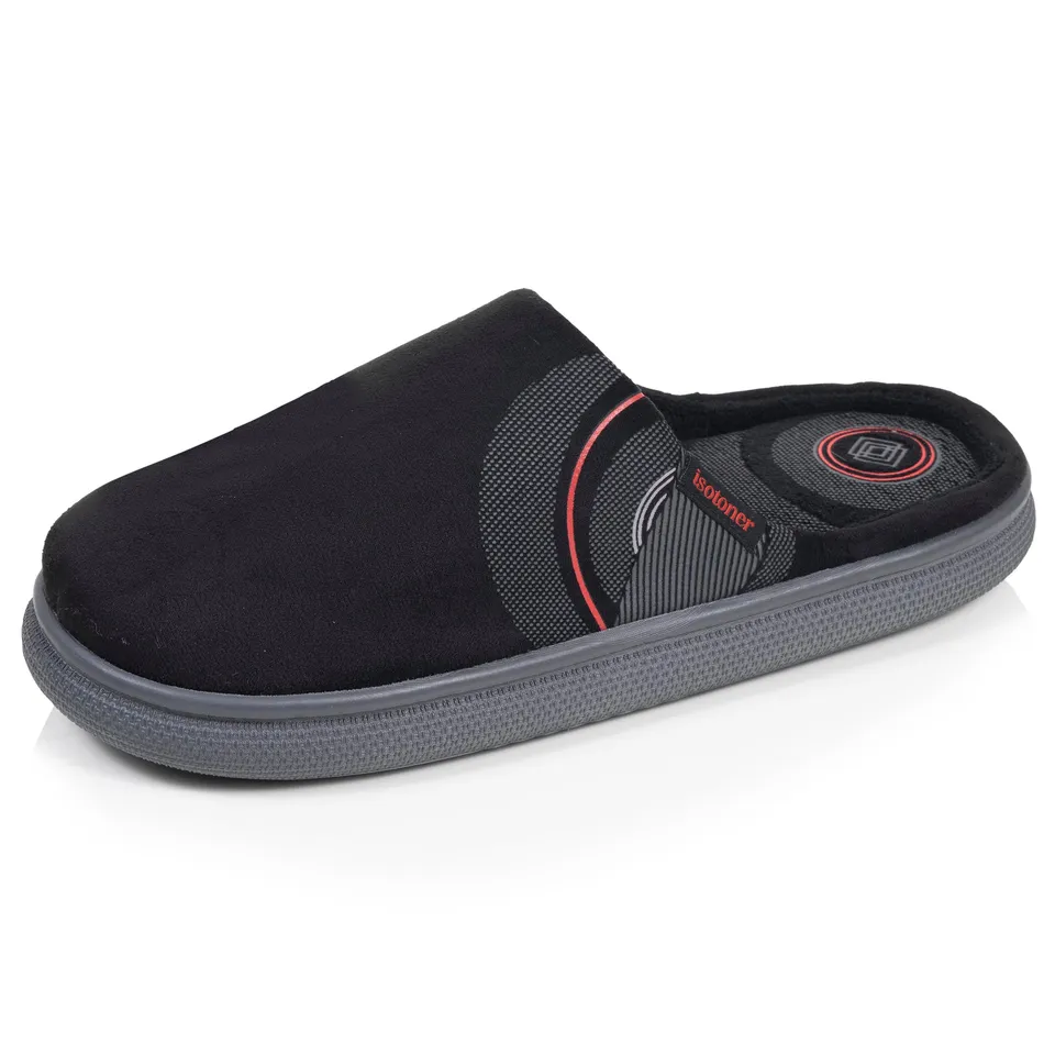 isotoner-chaussons-mules-homme-bloup-noir-graphite image 1