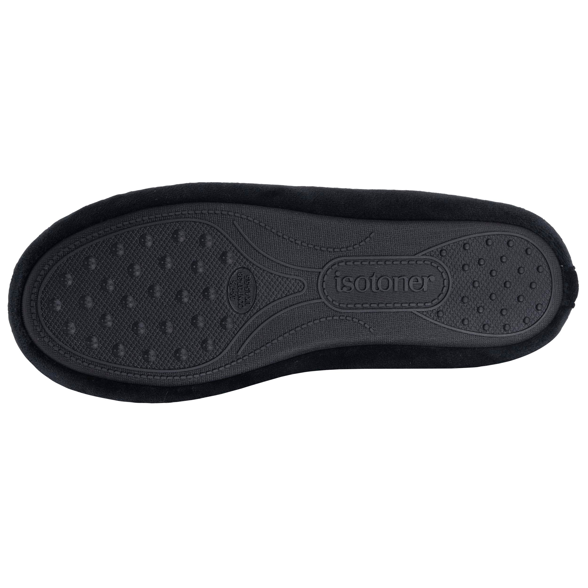 isotoner-chaussons-ballerines-femme-noir-rayures-m-moire-de-forme image 5