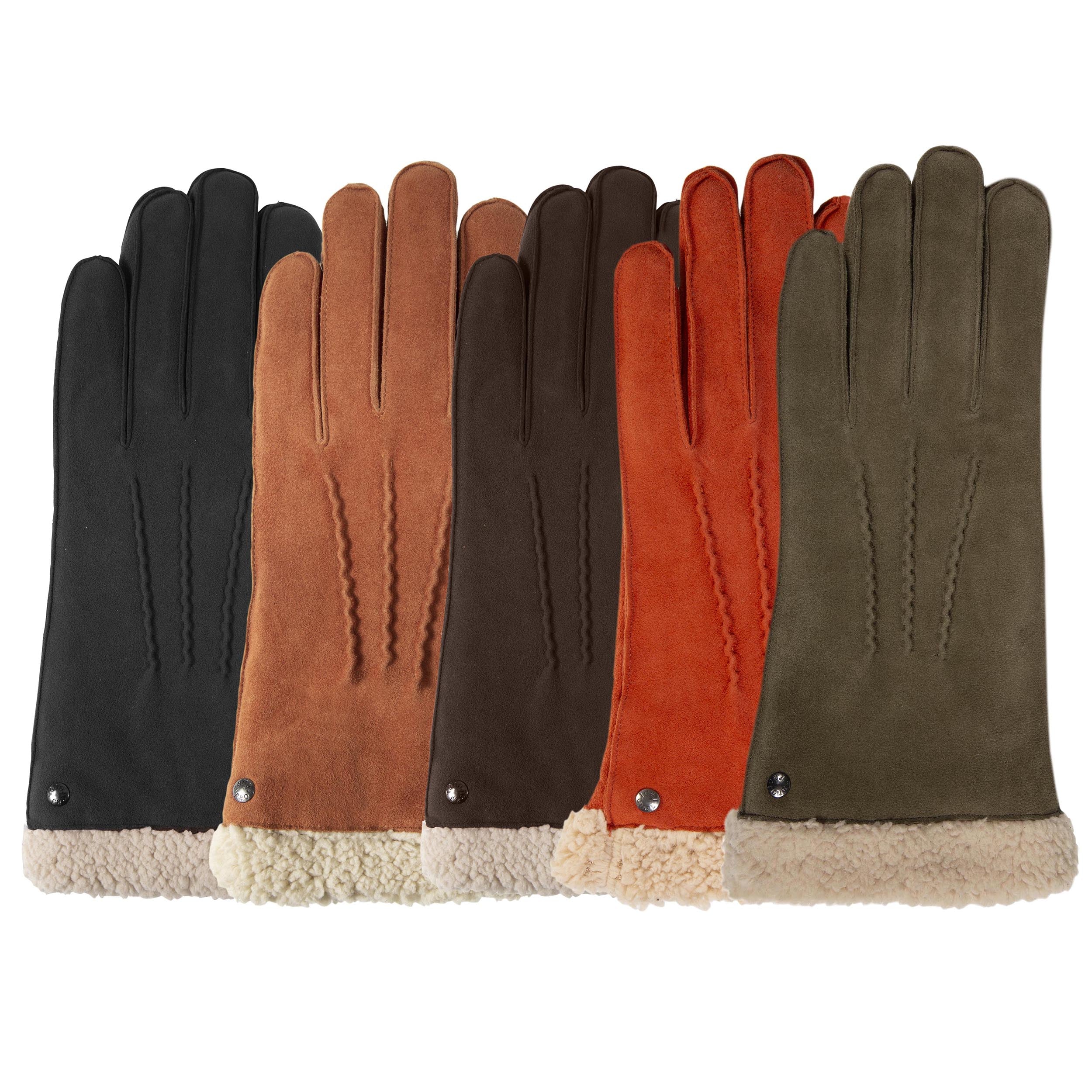 isotoner-gants-femme-cuir-velours-fourr-marron-doublure-chaude image 2